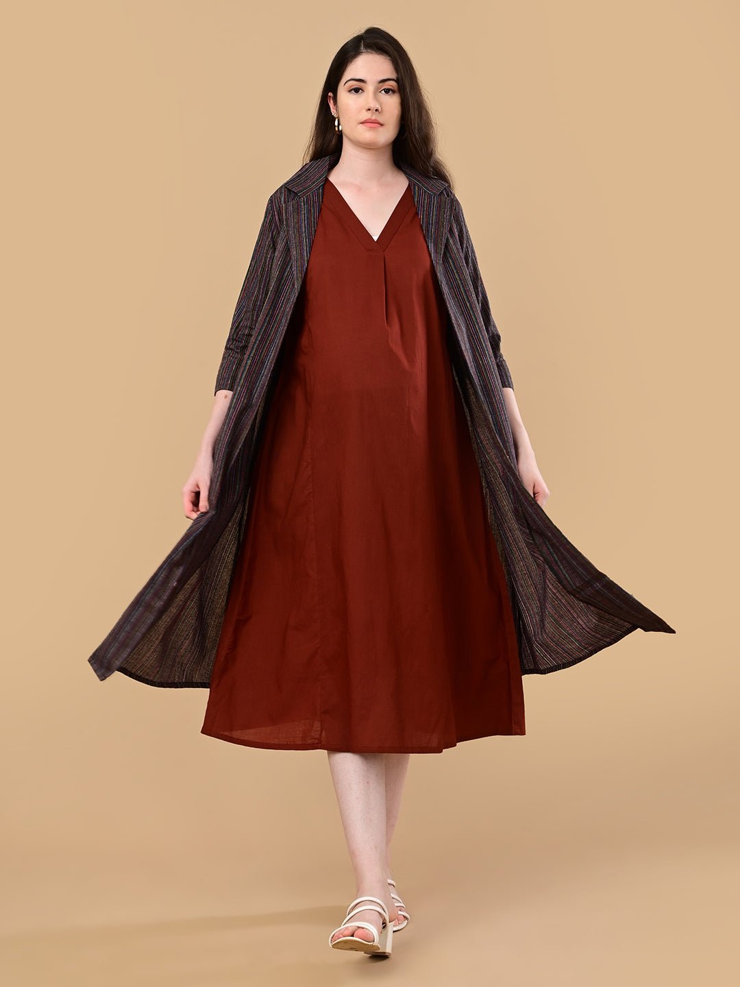  PowerLayer Maternity and Nursing Shacket Dress Black