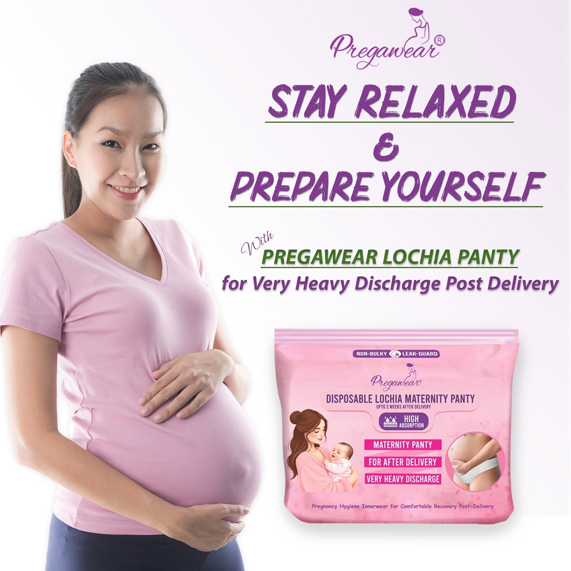 White Square Pregawear Disposable Maternity Lochia Panty White