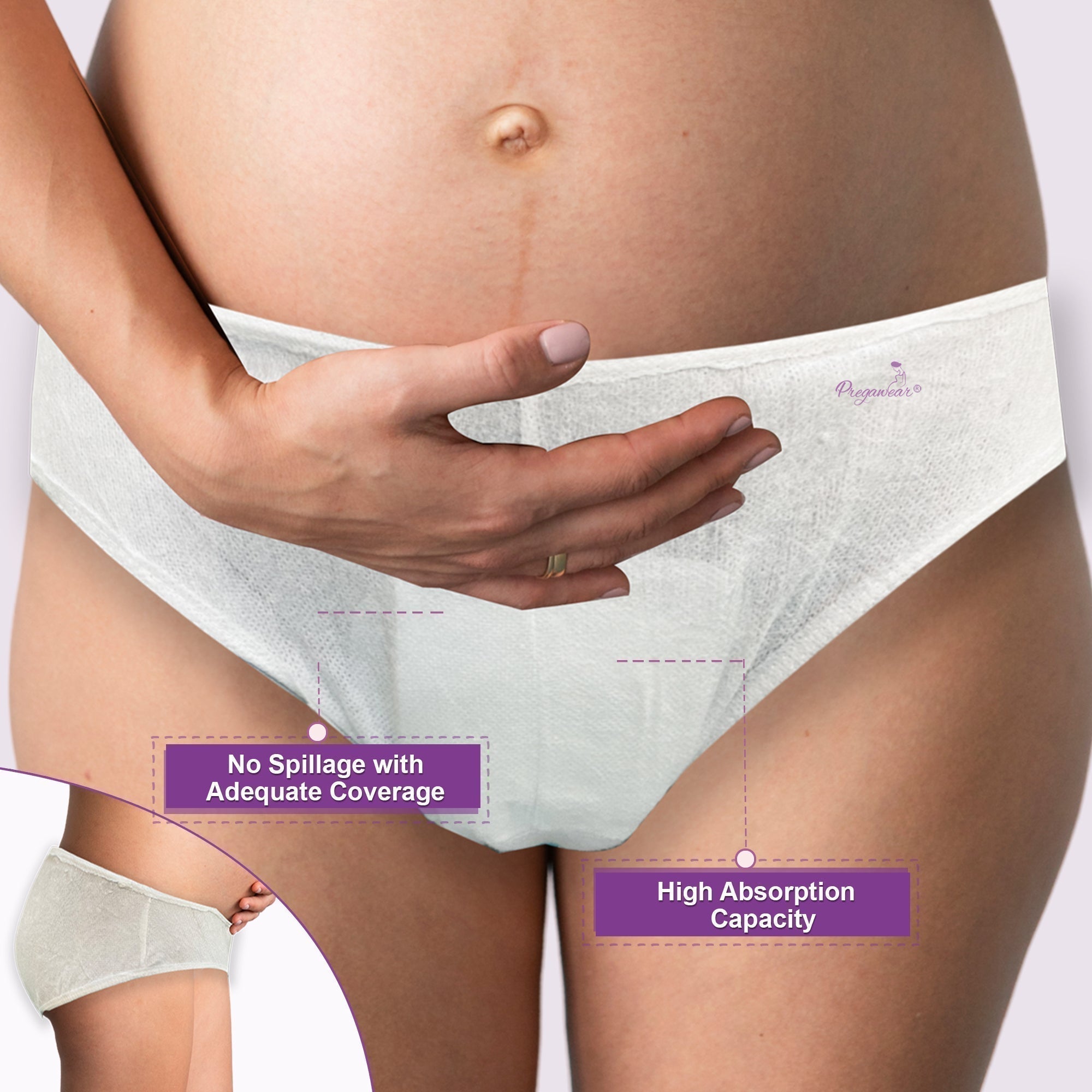 White Square Pregawear Disposable Postpartum Pregnancy Panty Pack of 5