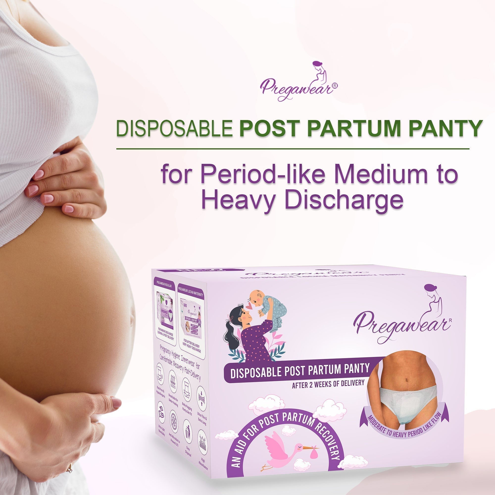White Square Pregawear Disposable Postpartum Pregnancy Panty Pack of 5