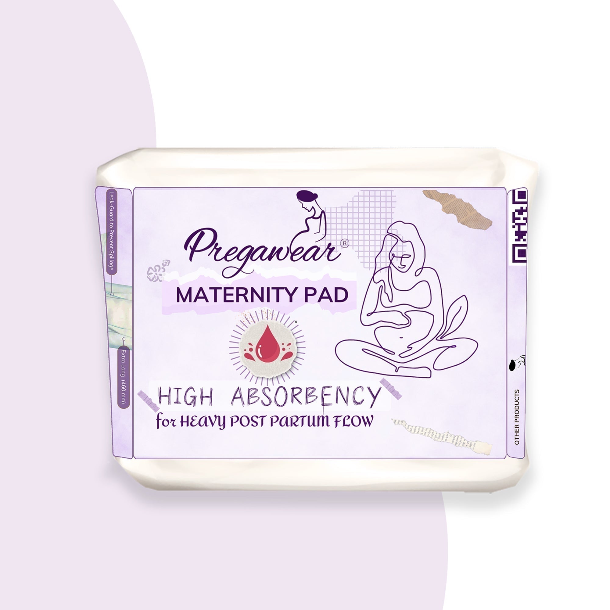 White Square Pregawear Maternity Pad Premium Disposable Soft Pads Pack of 5