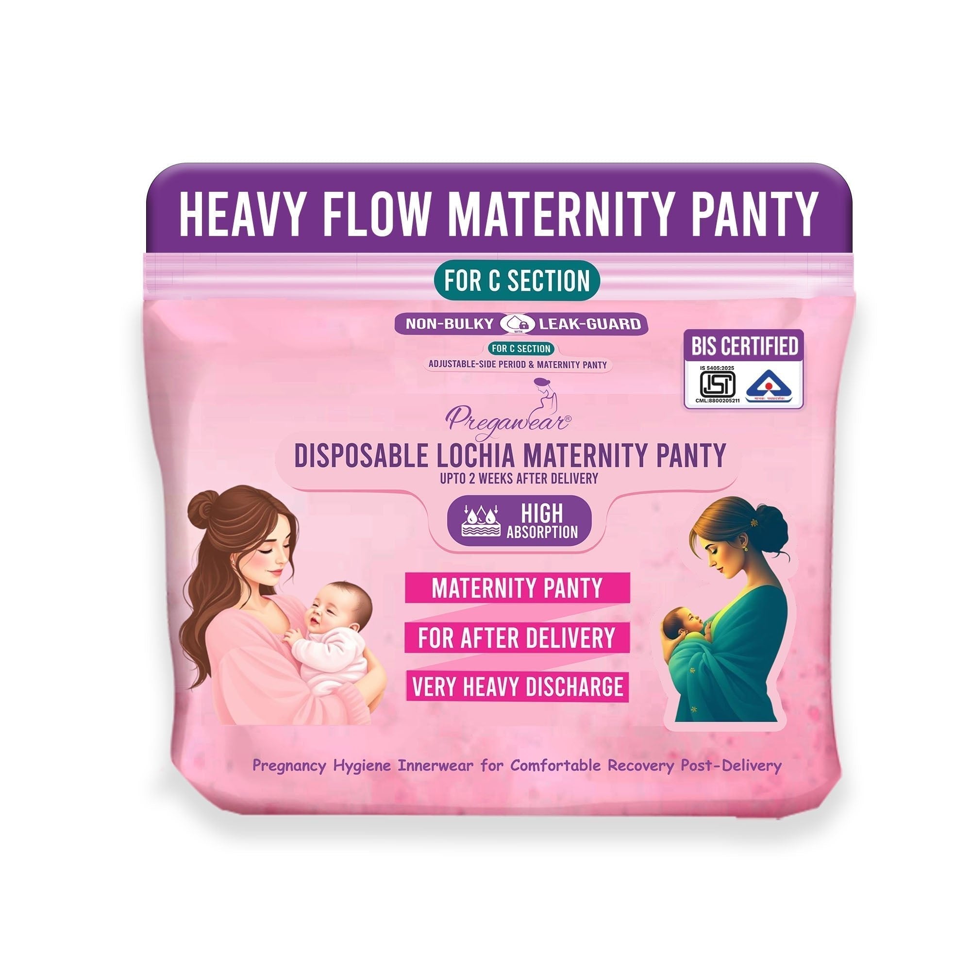 White Square Pregawear Disposable C Section Heavy Flow Postpartum Panty