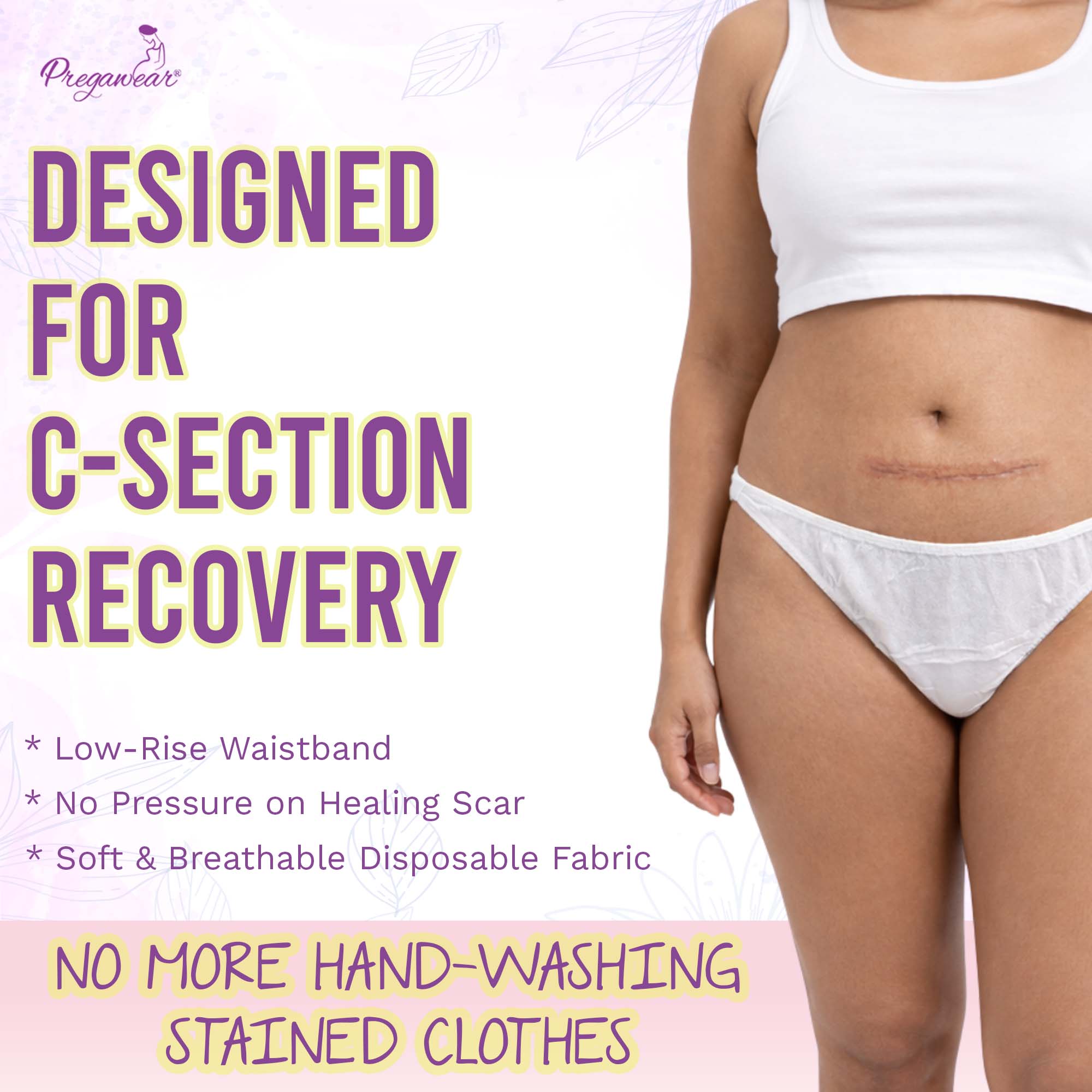 White Square Pregawear Disposable C Section Heavy Flow Postpartum Panty