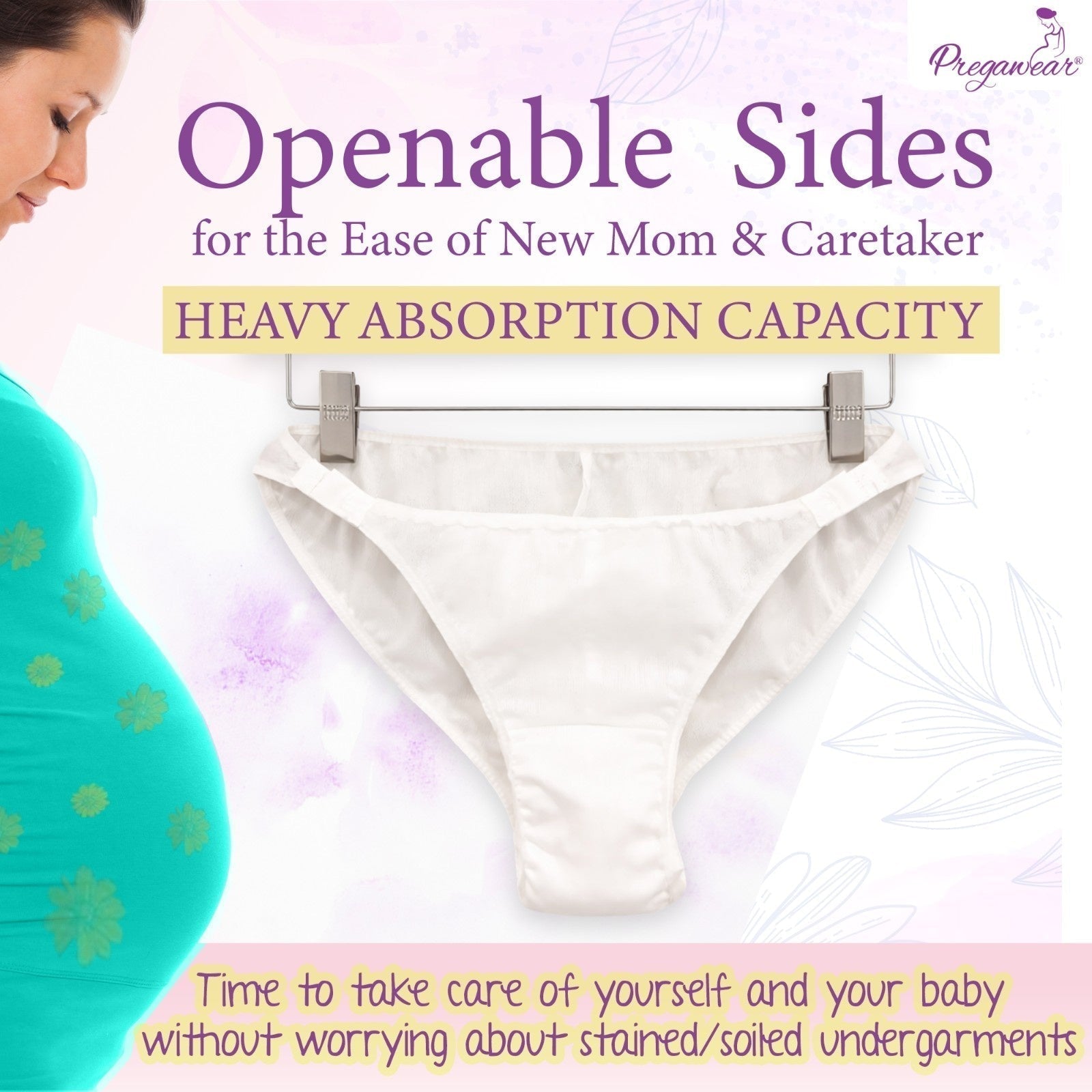 White Square Pregawear Disposable C Section Heavy Flow Postpartum Panty
