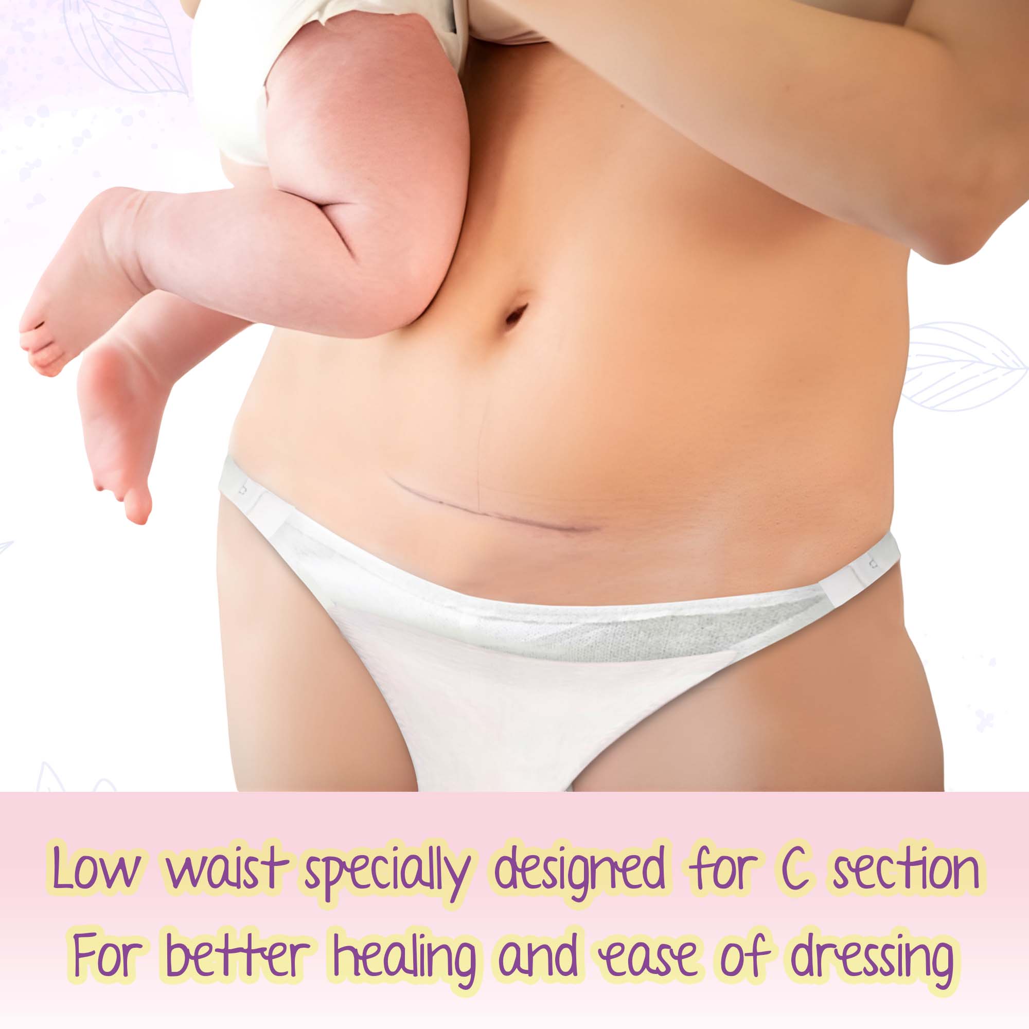 White Square Pregawear Disposable C Section Heavy Flow Postpartum Panty