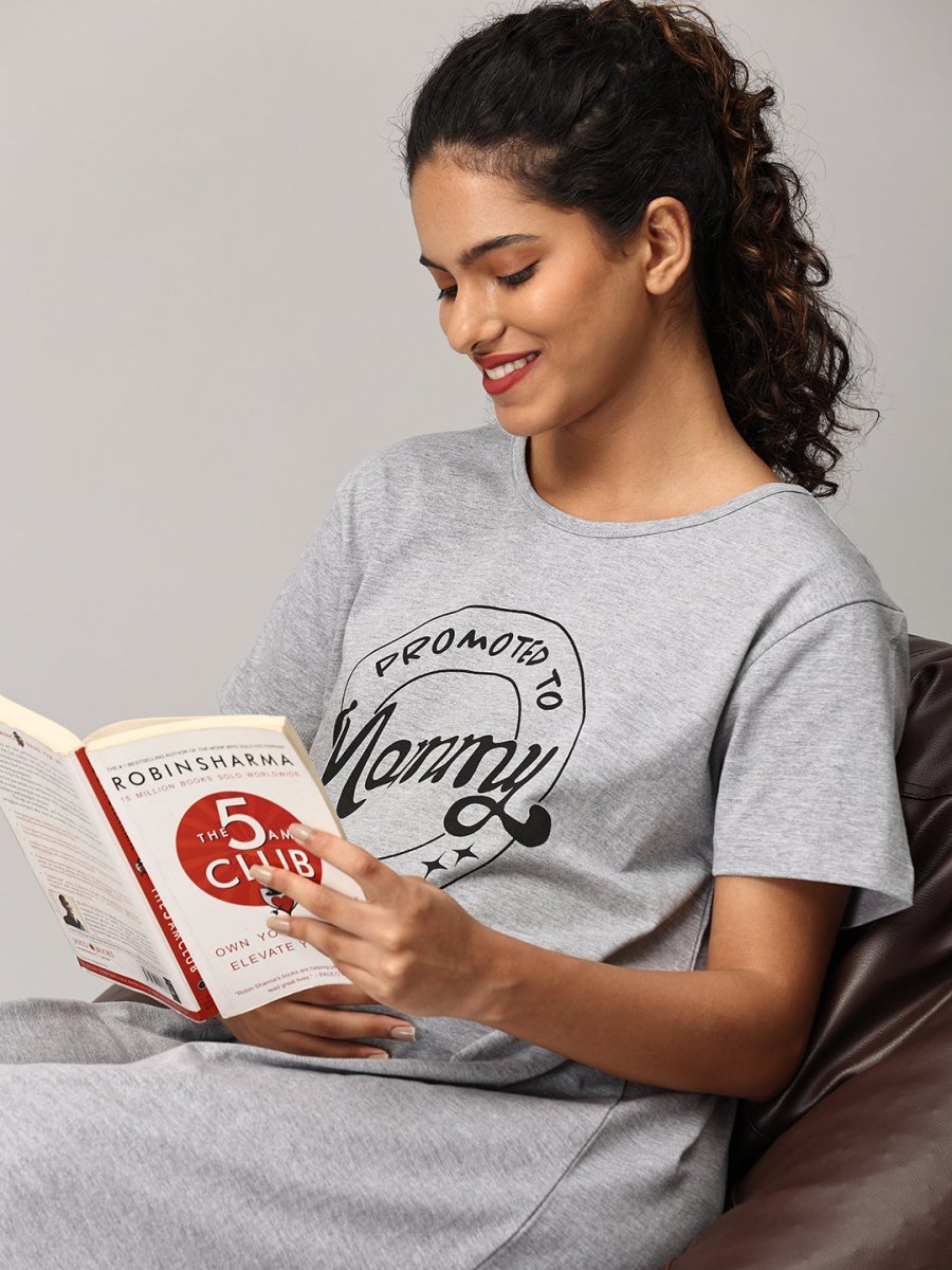  Promoted To Mummy Maternity T Shirt Dress Grey