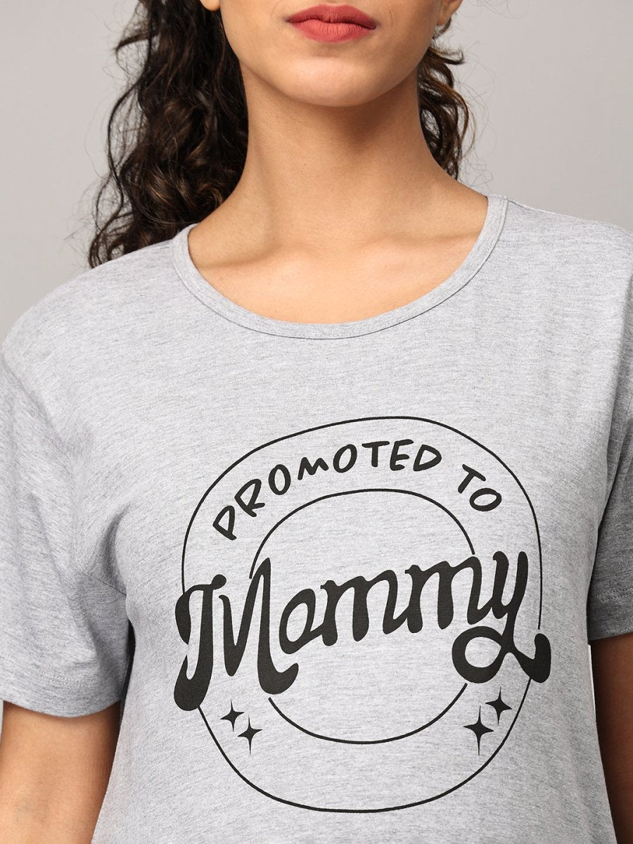  Promoted To Mummy Maternity T Shirt Dress Grey