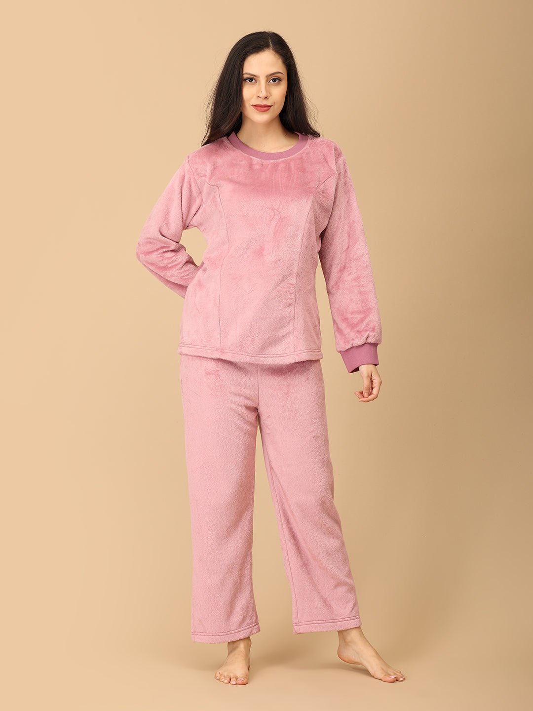  Puffin in Pink Womens Fleece Night Suit Pink