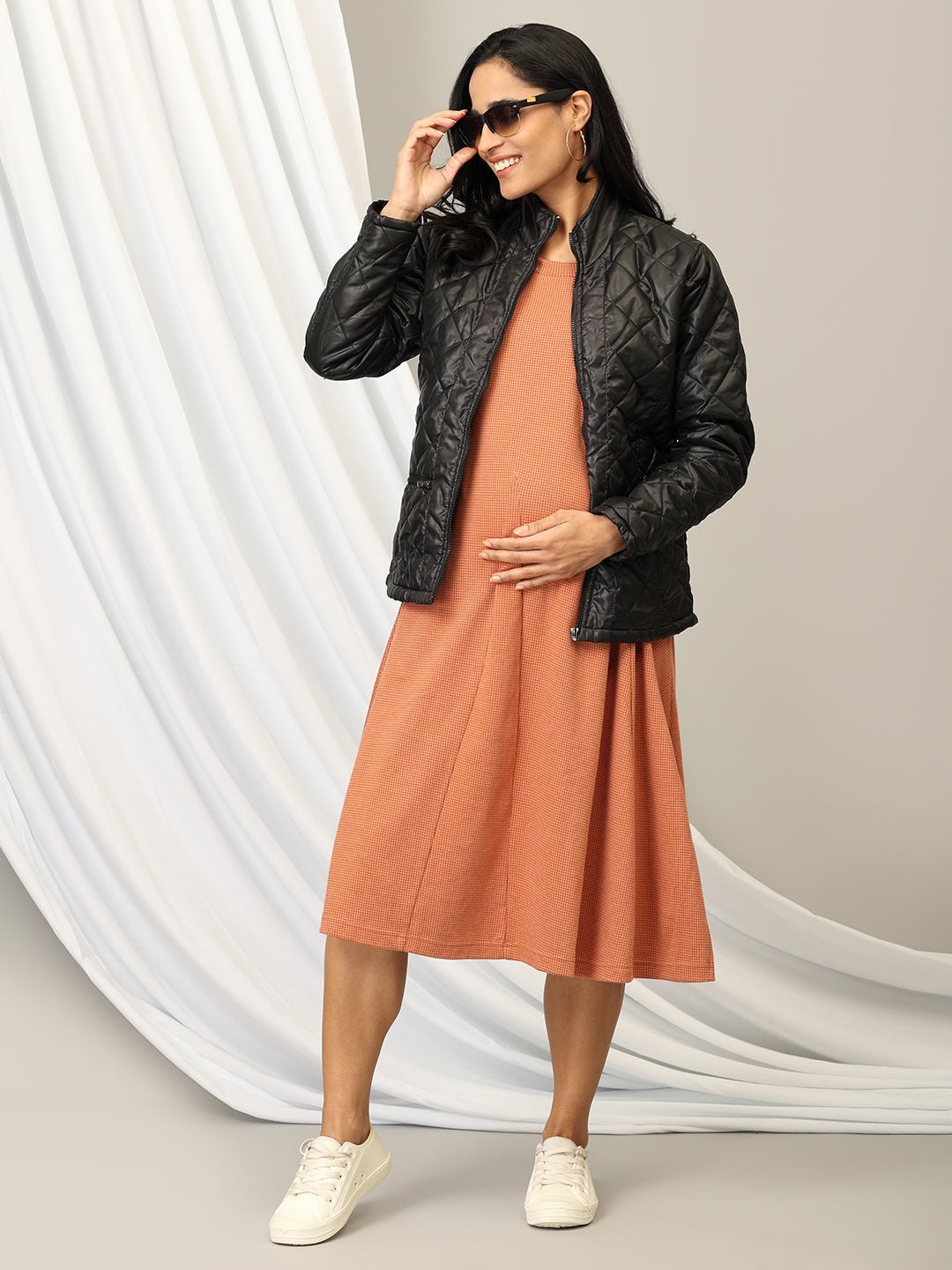  Pumpkin Spice Maternity and Nursing Sleeveless Winter Dress Orange