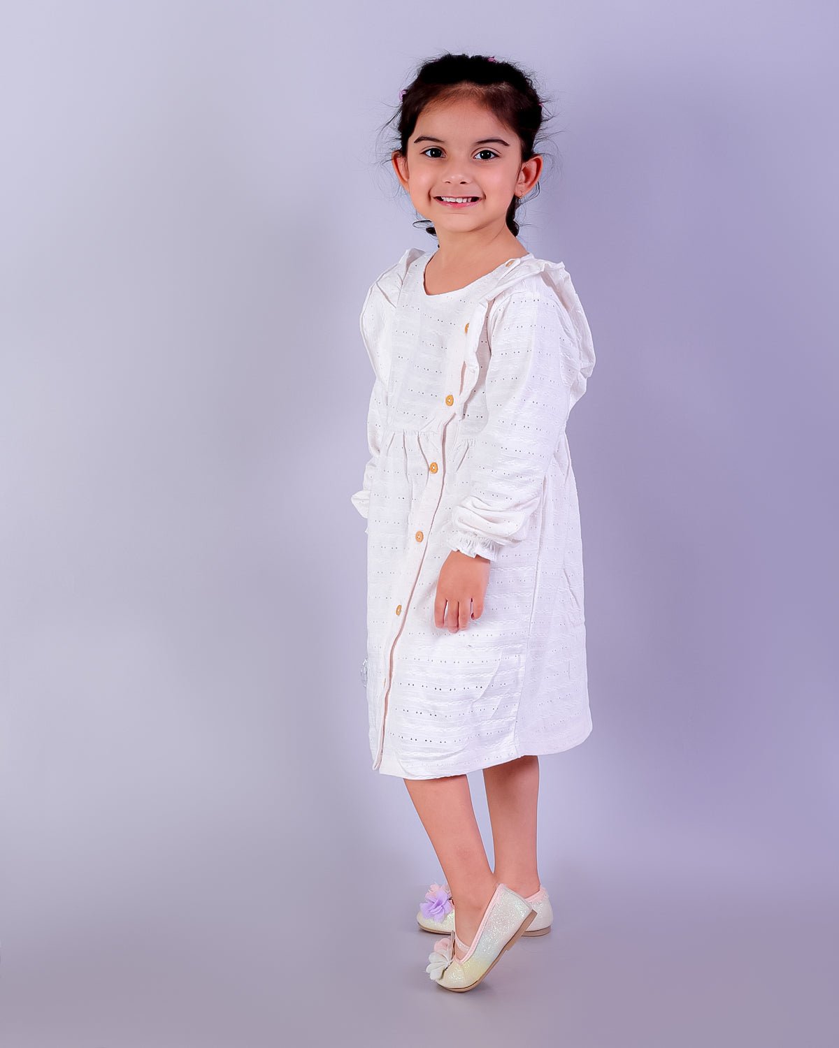 Pure Bliss Off White Girls Casual Dress For Babies