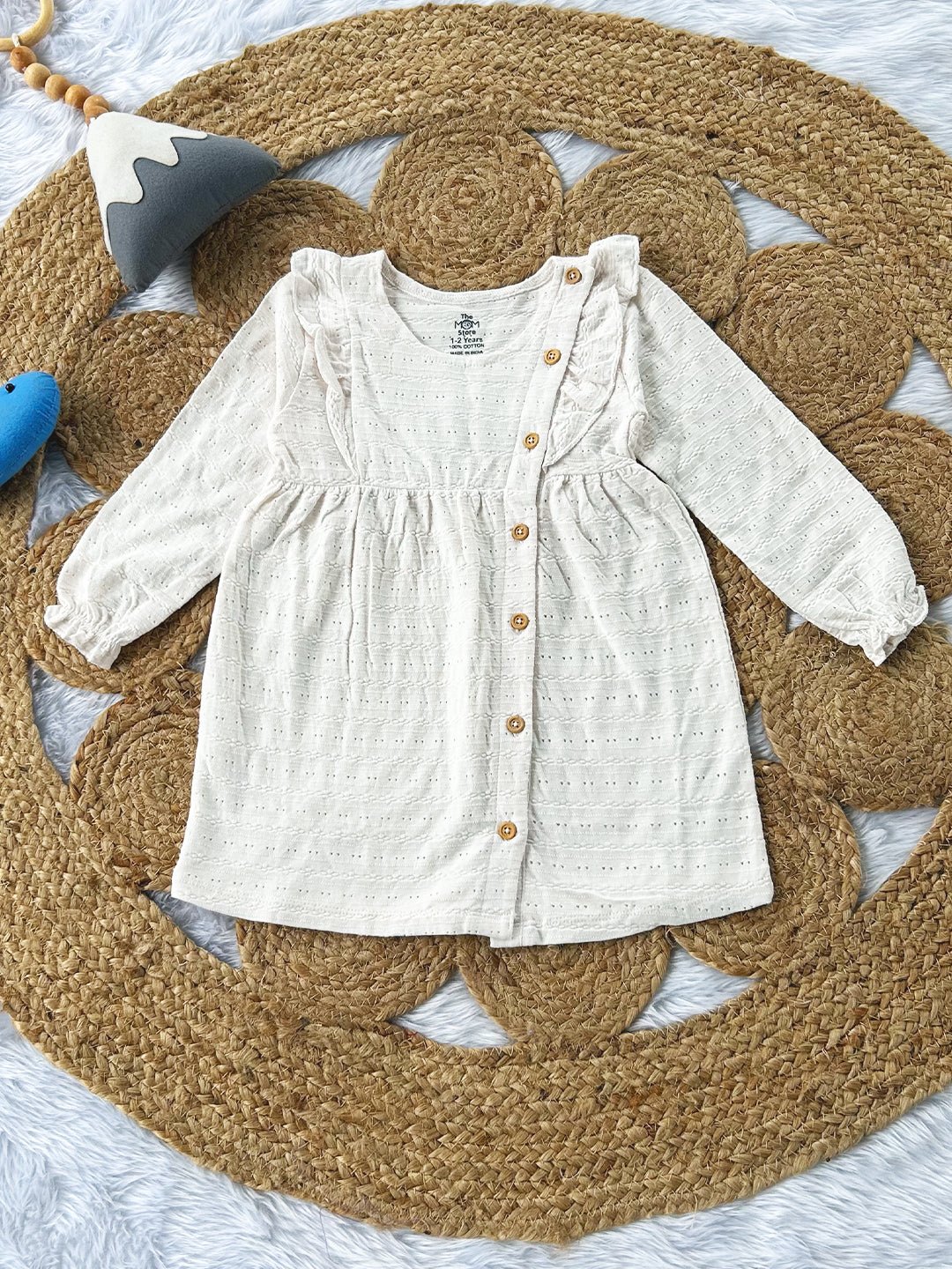 Pure Bliss Off White Girls Casual Dress For Babies