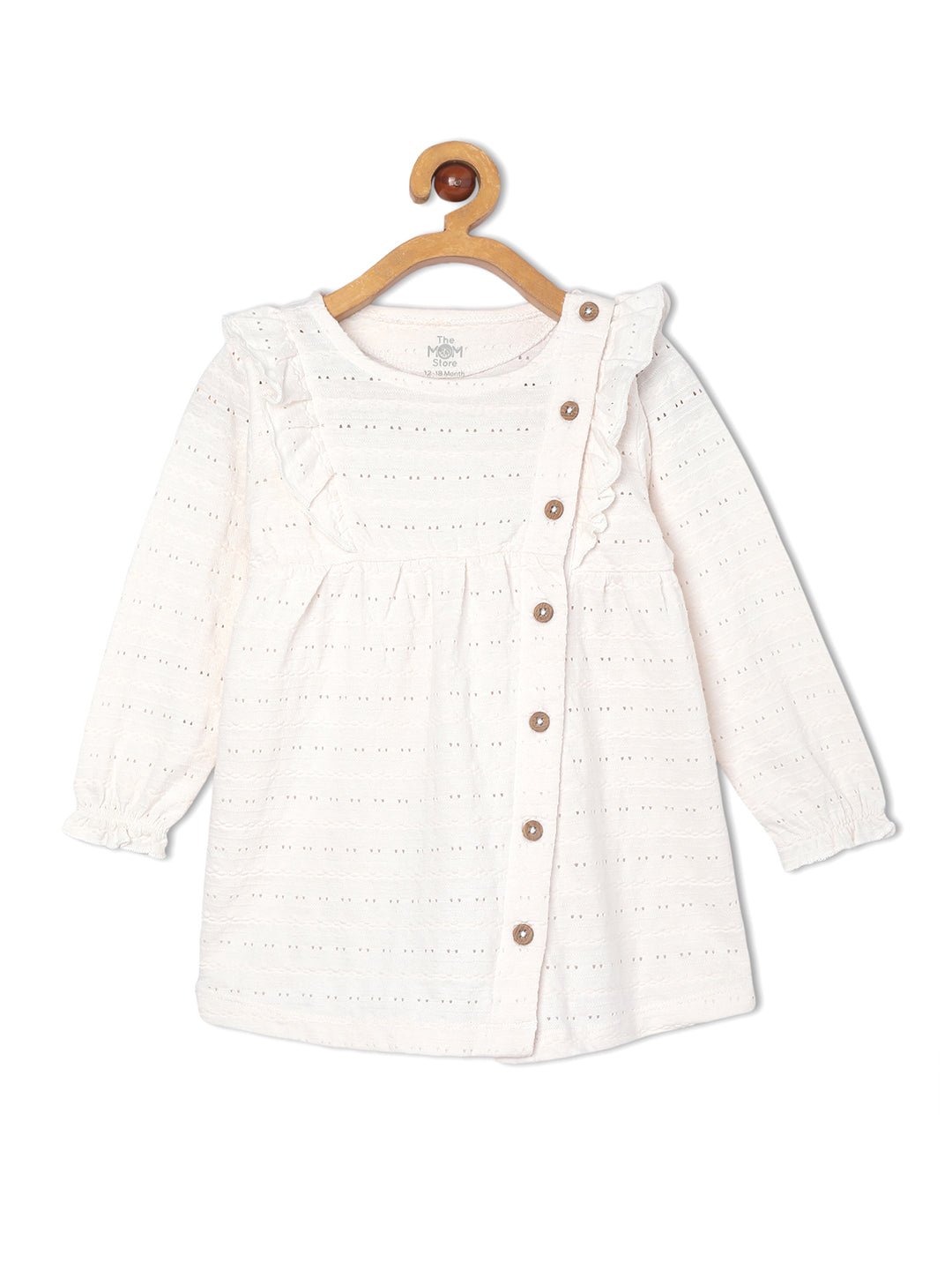 Pure Bliss Off White Girls Casual Dress For Babies