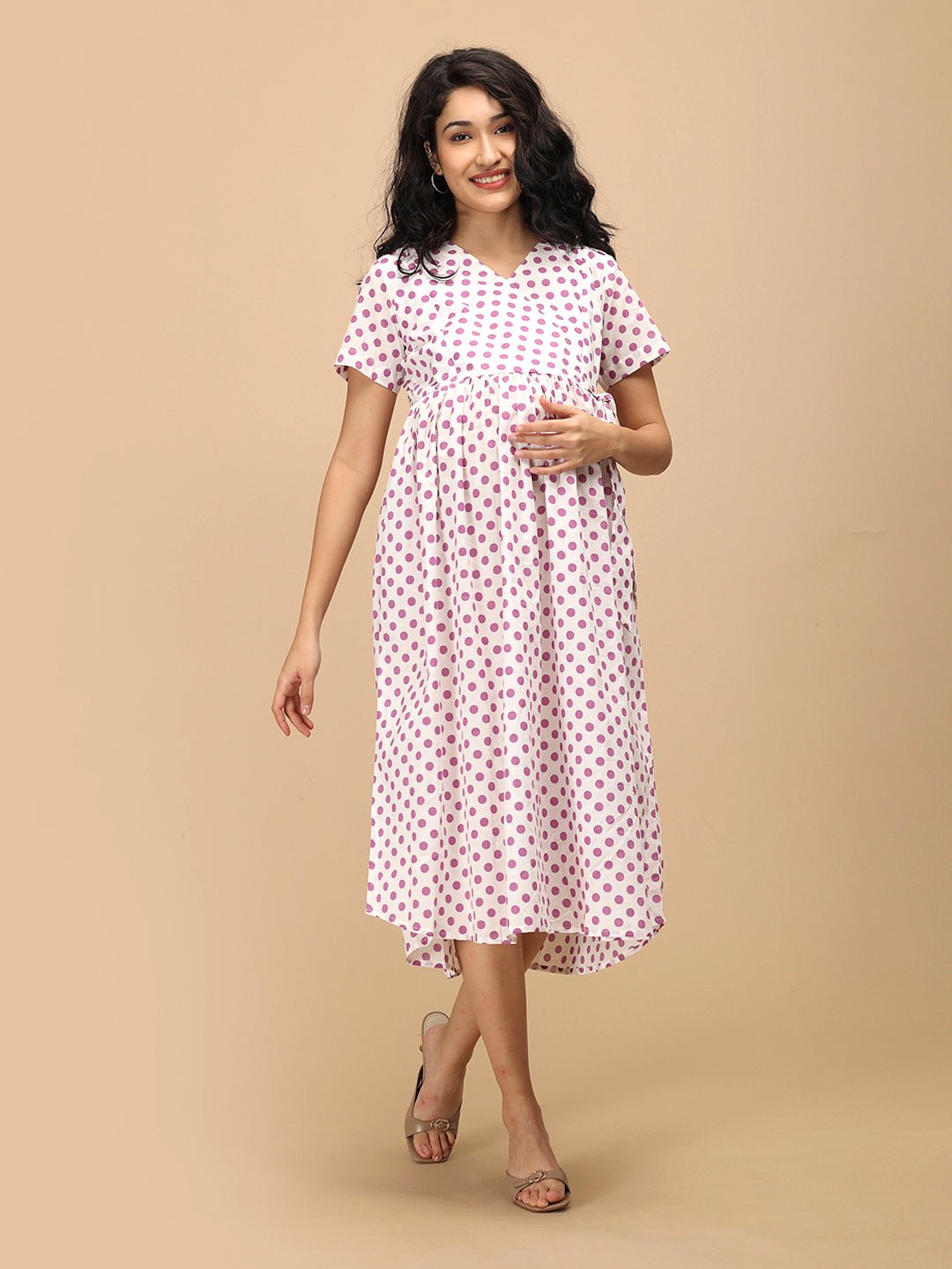  Purple Dot Maternity and Nursing Dress Purple