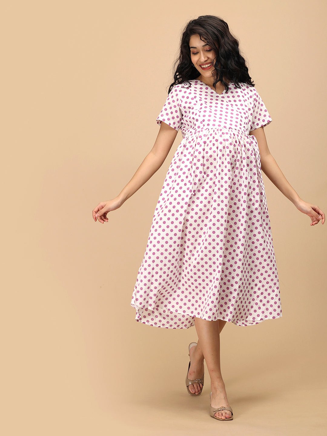  Purple Dot Maternity and Nursing Dress Purple