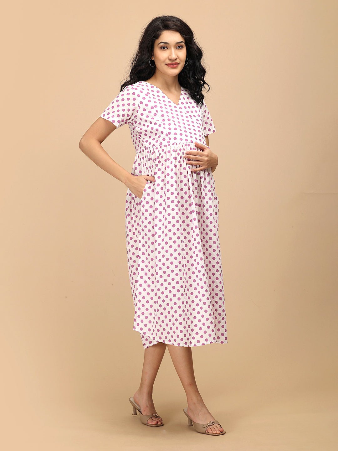  Purple Dot Maternity and Nursing Dress Purple