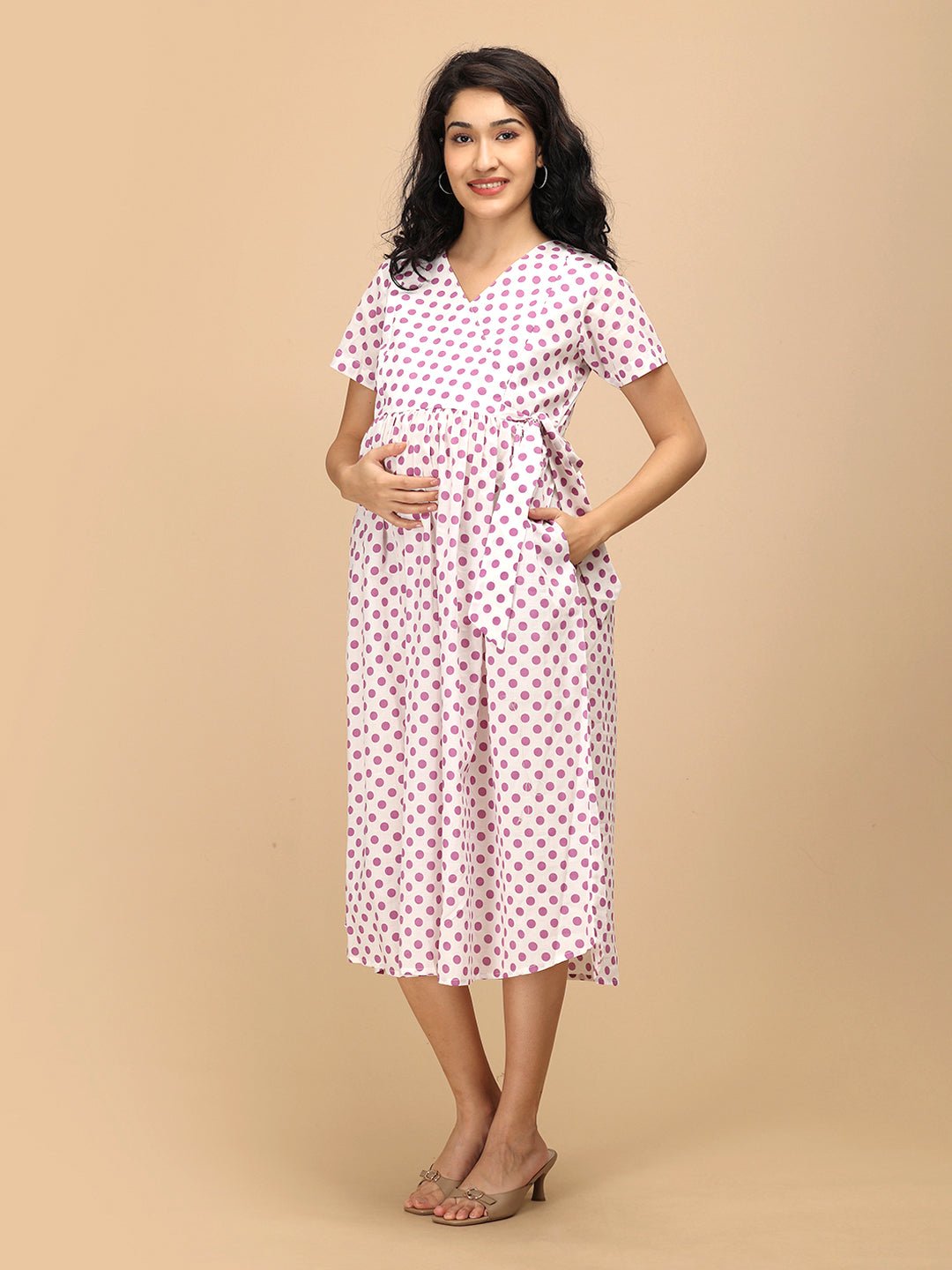  Purple Dot Maternity and Nursing Dress Purple