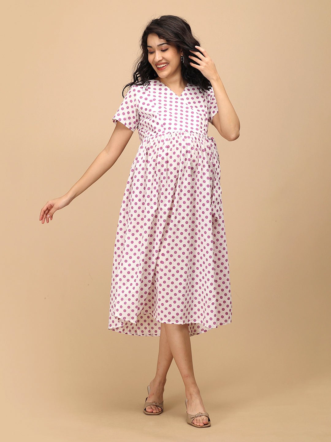  Purple Dot Maternity and Nursing Dress Purple