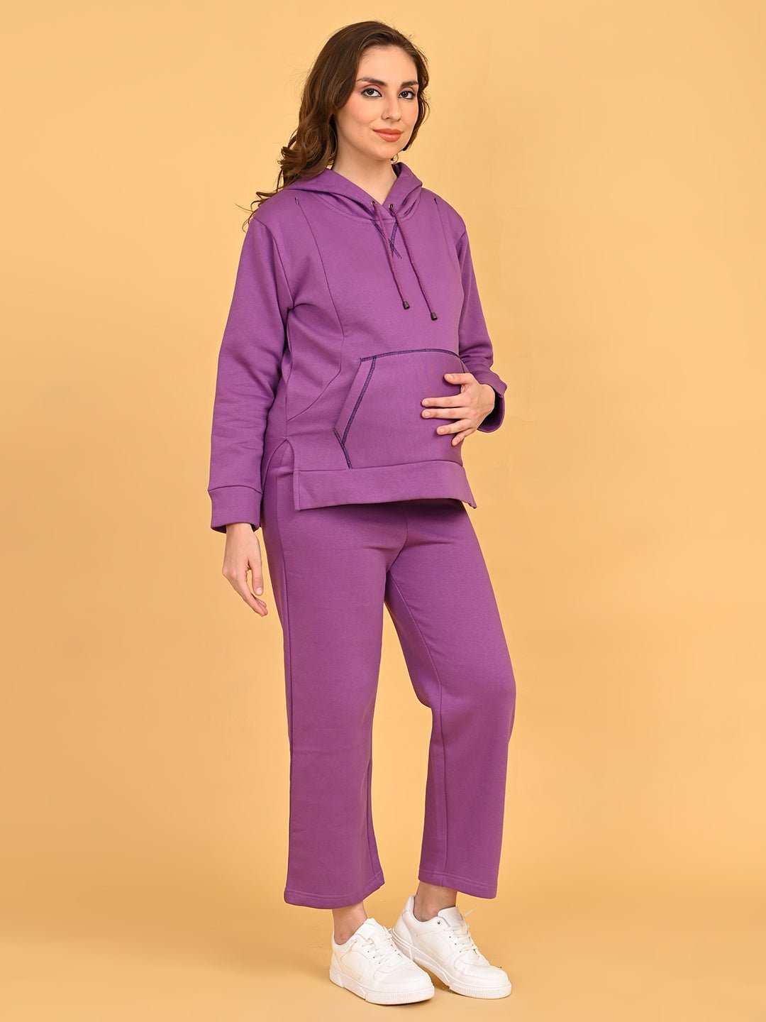  Frostbite Maternity and Nursing Hoodie Pajama Set Purple