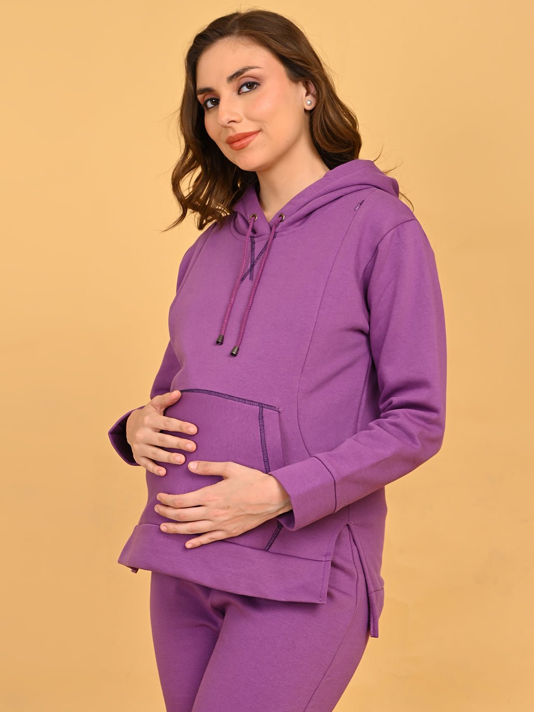  Frostbite Maternity and Nursing Hoodie Pajama Set Purple