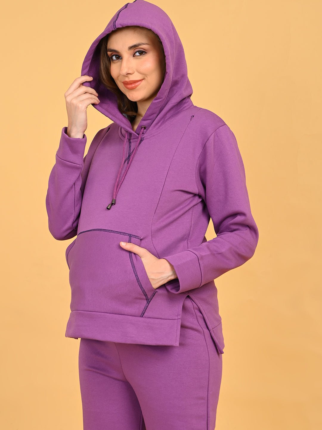  Frostbite Maternity and Nursing Hoodie Pajama Set Purple