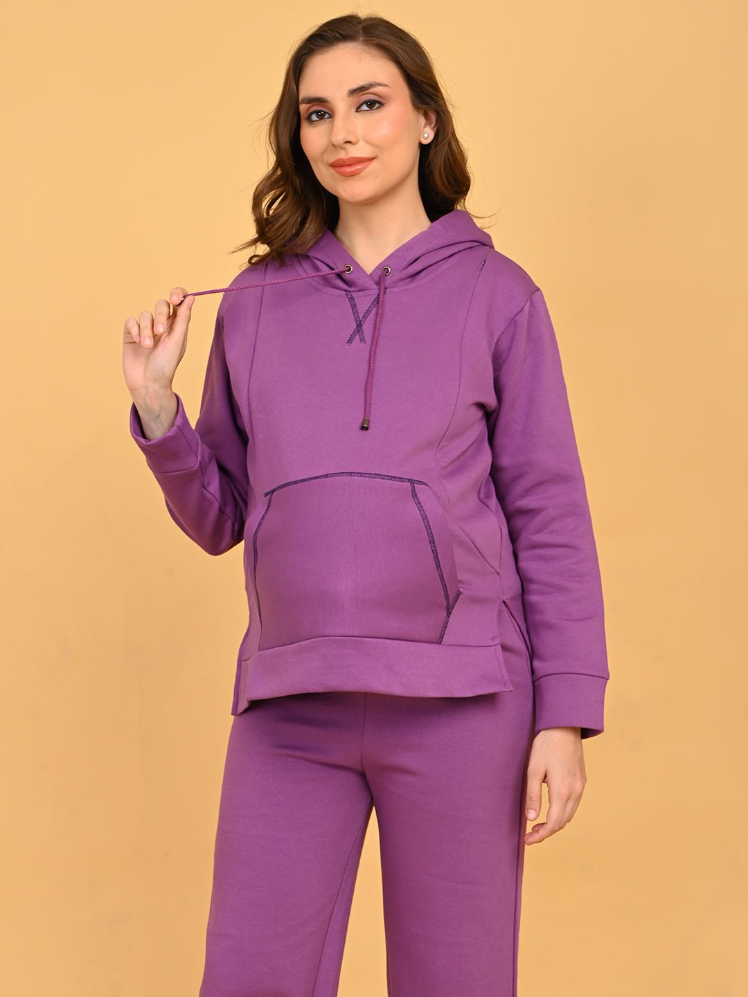  Frostbite Maternity and Nursing Hoodie Pajama Set Purple
