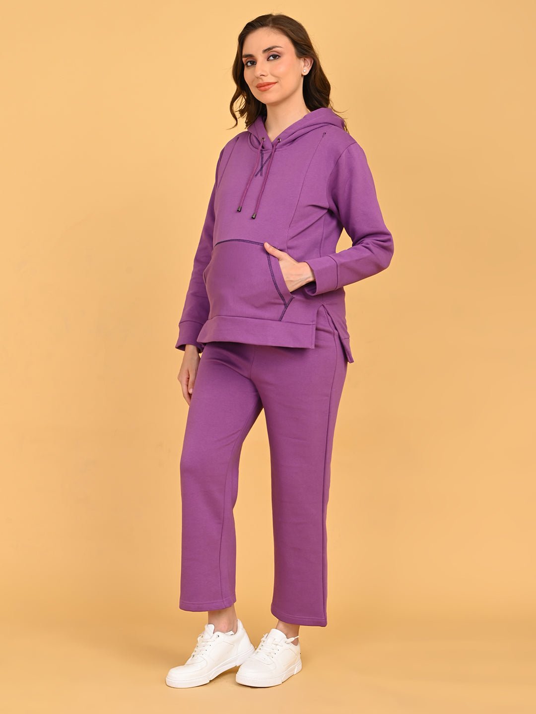  Frostbite Maternity and Nursing Hoodie Pajama Set Purple