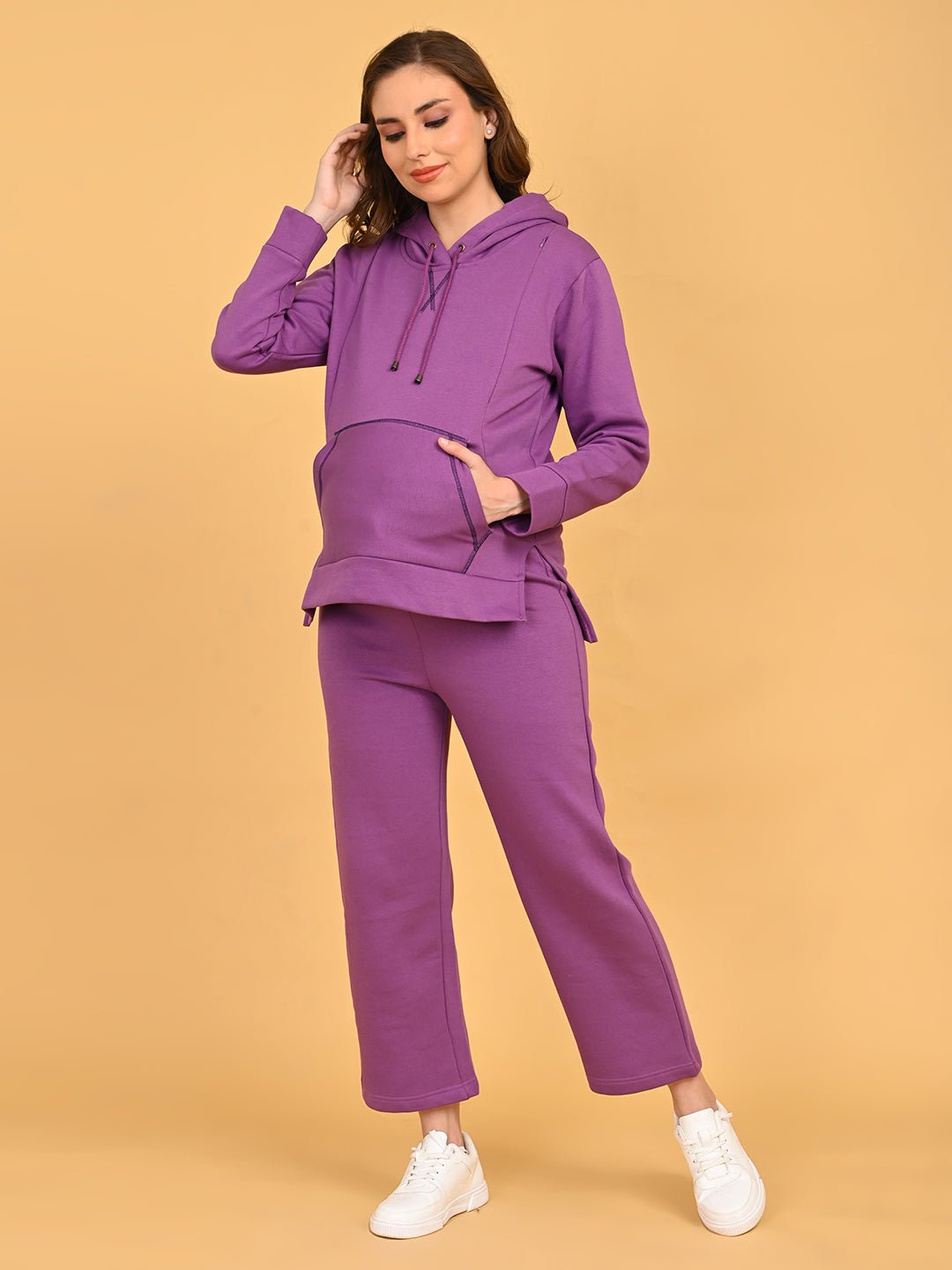  Frostbite Maternity and Nursing Hoodie Pajama Set Purple