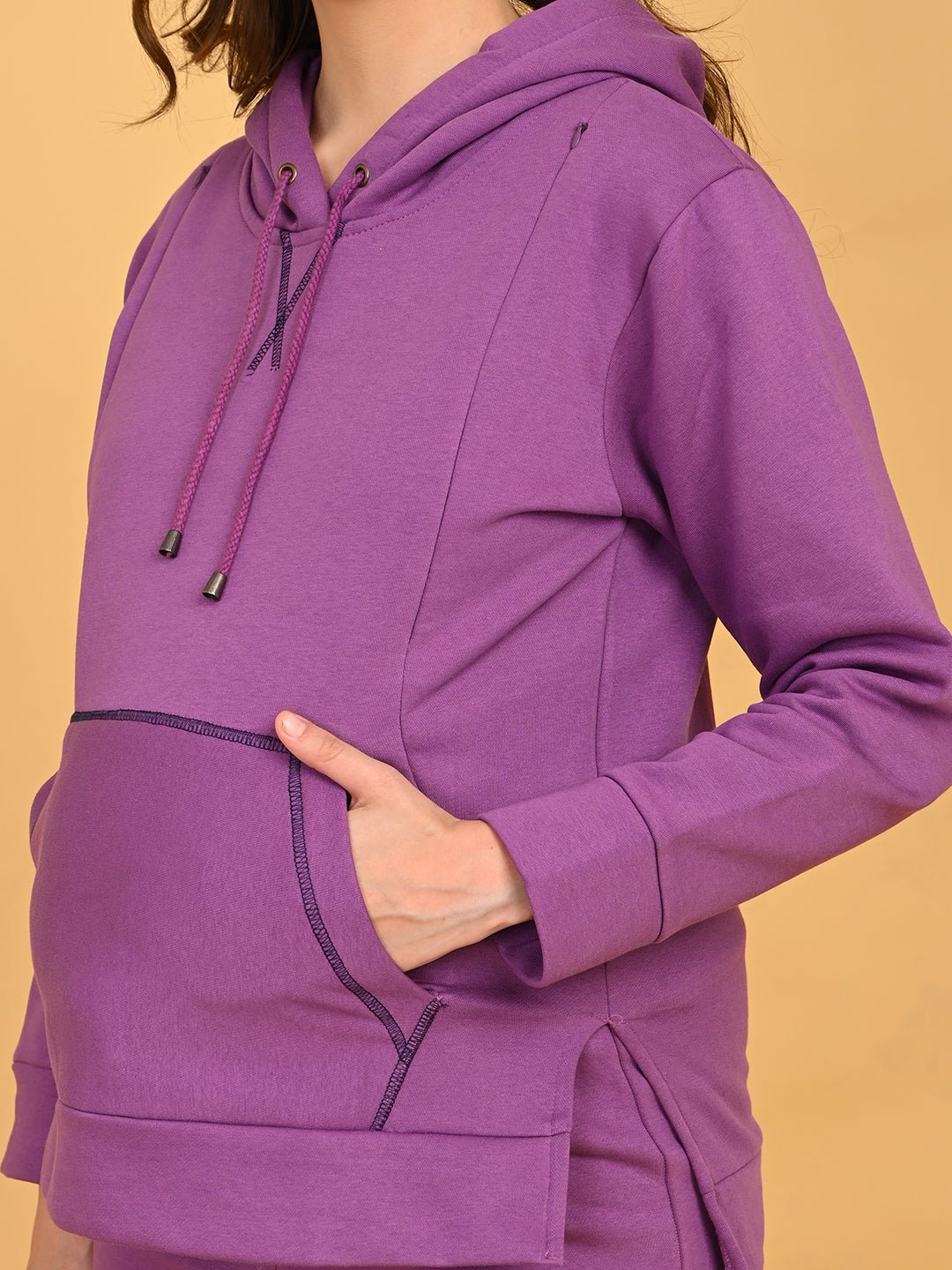  Frostbite Maternity and Nursing Hoodie Pajama Set Purple