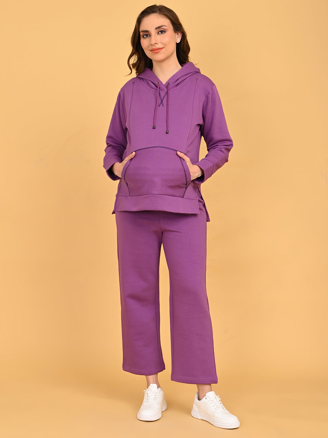  Frostbite Maternity and Nursing Hoodie Pajama Set Purple