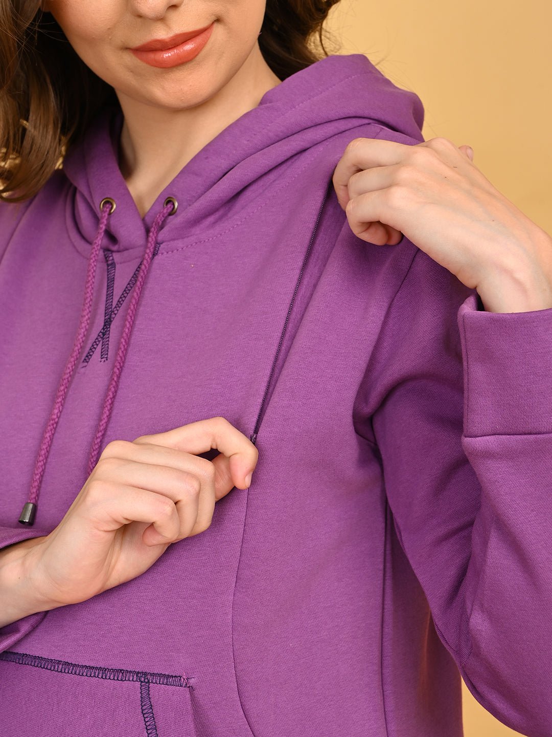  Frostbite Maternity and Nursing Hoodie Pajama Set Purple