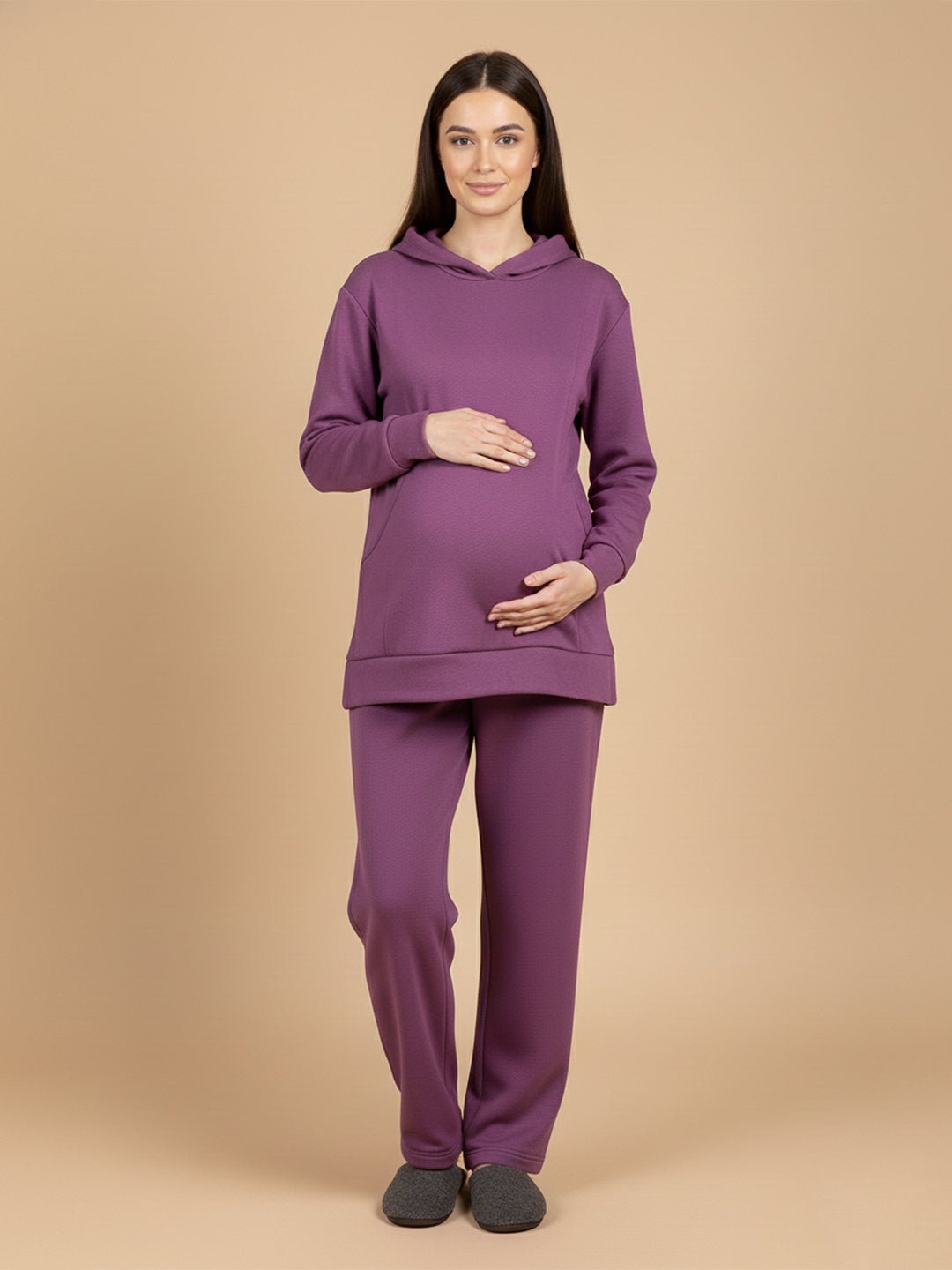  Frostbite Maternity and Nursing Hoodie Pajama Set Purple