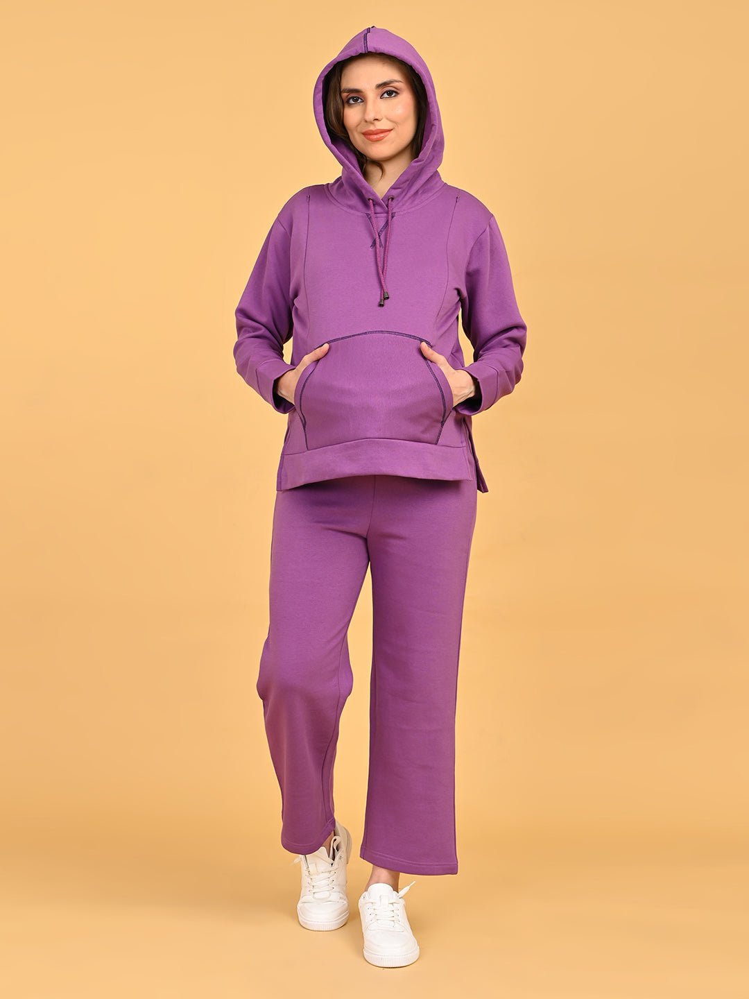  Frostbite Maternity and Nursing Hoodie Pajama Set Purple
