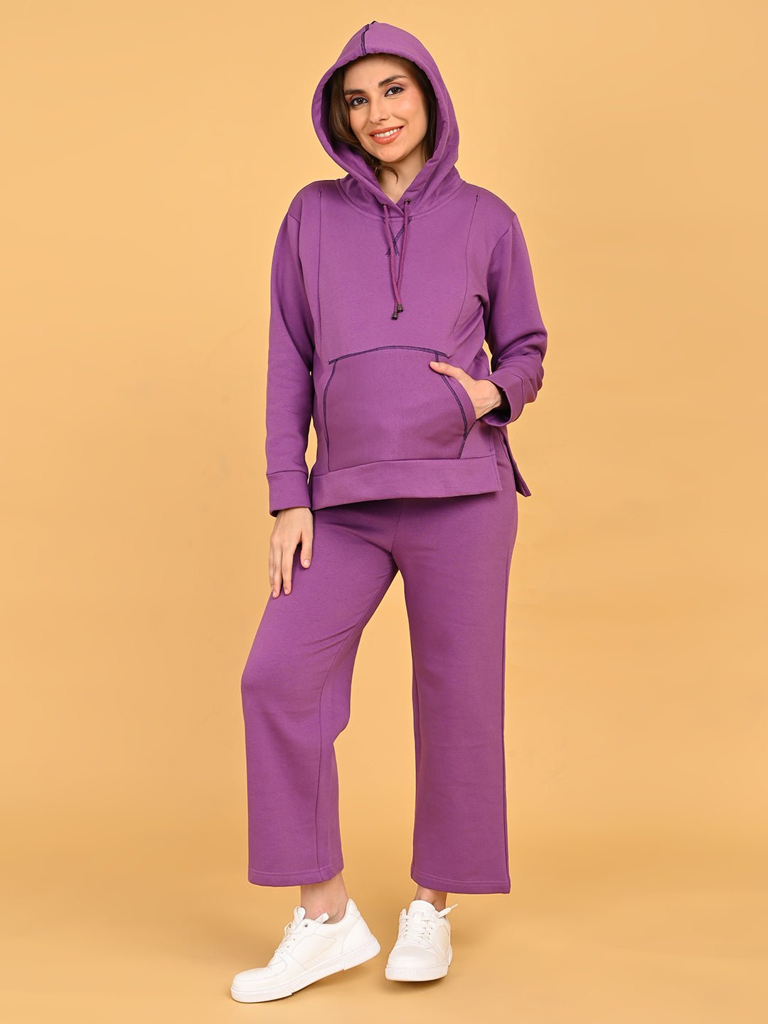  Frostbite Maternity and Nursing Hoodie Pajama Set Purple