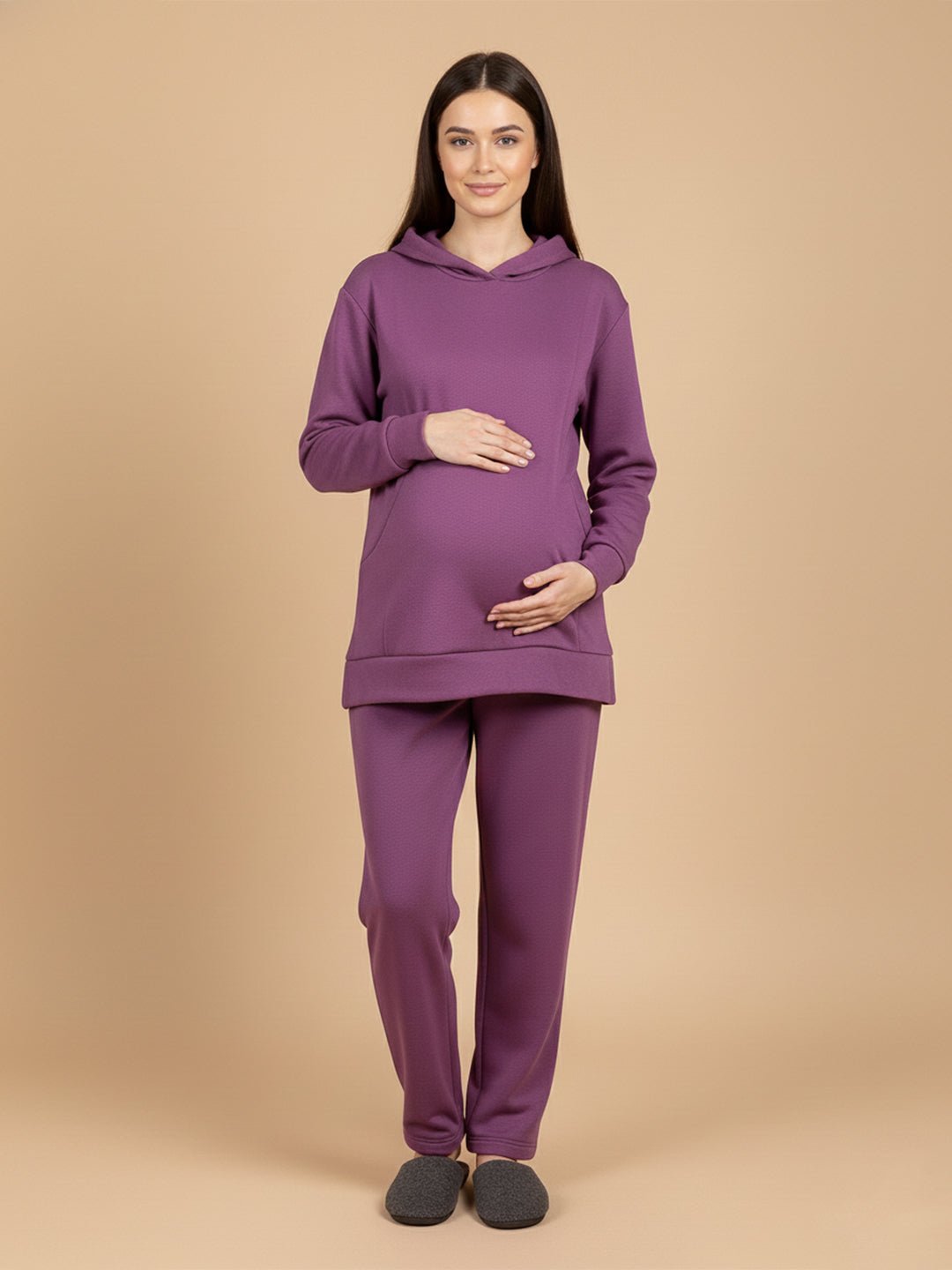  Frostbite Maternity and Nursing Hoodie Pajama Set Purple