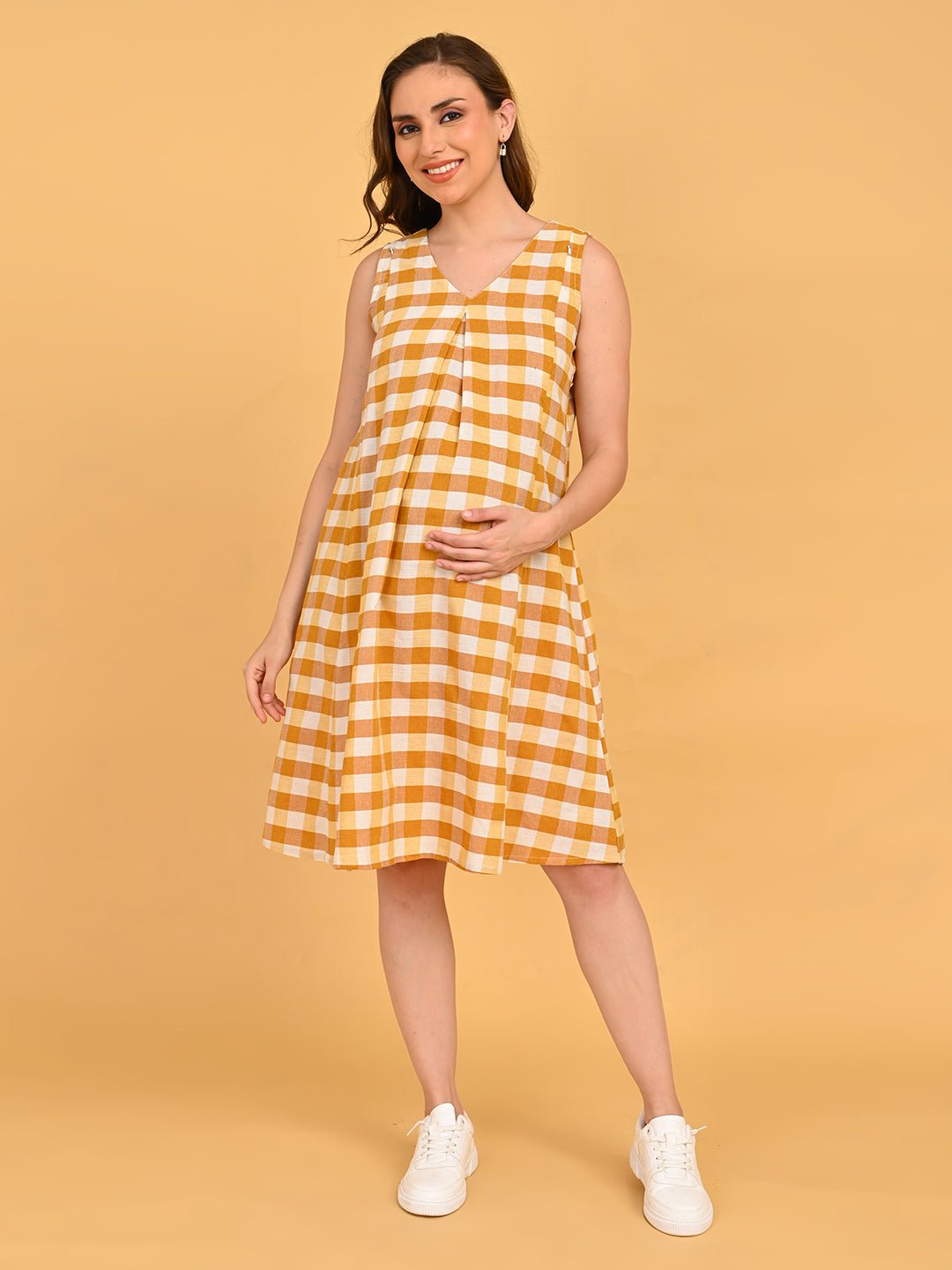  Quiet Grid Maternity and Nursing Shacket Dress Multi