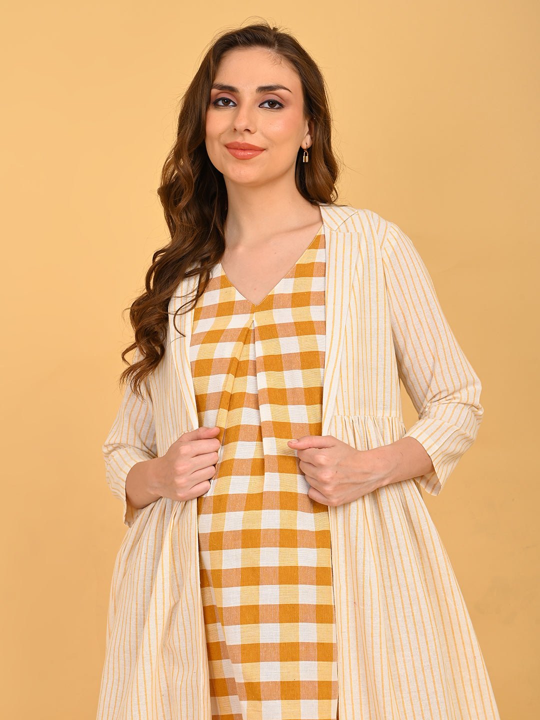  Quiet Grid Maternity and Nursing Shacket Dress Multi