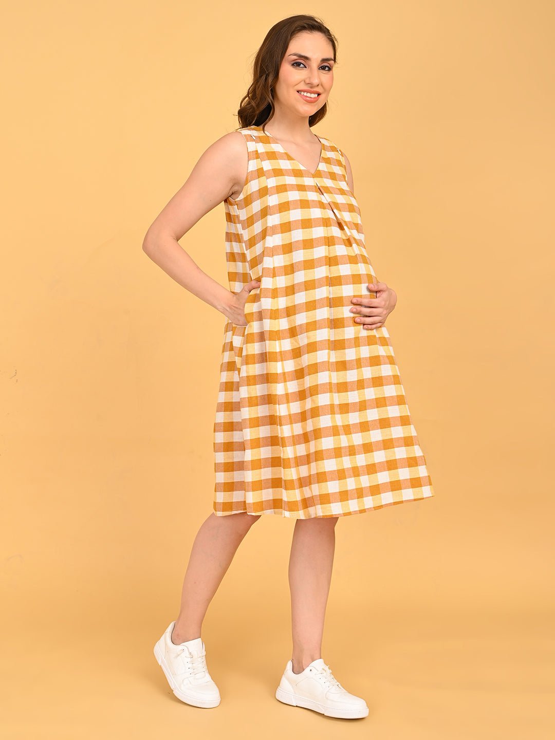  Quiet Grid Maternity and Nursing Shacket Dress Multi