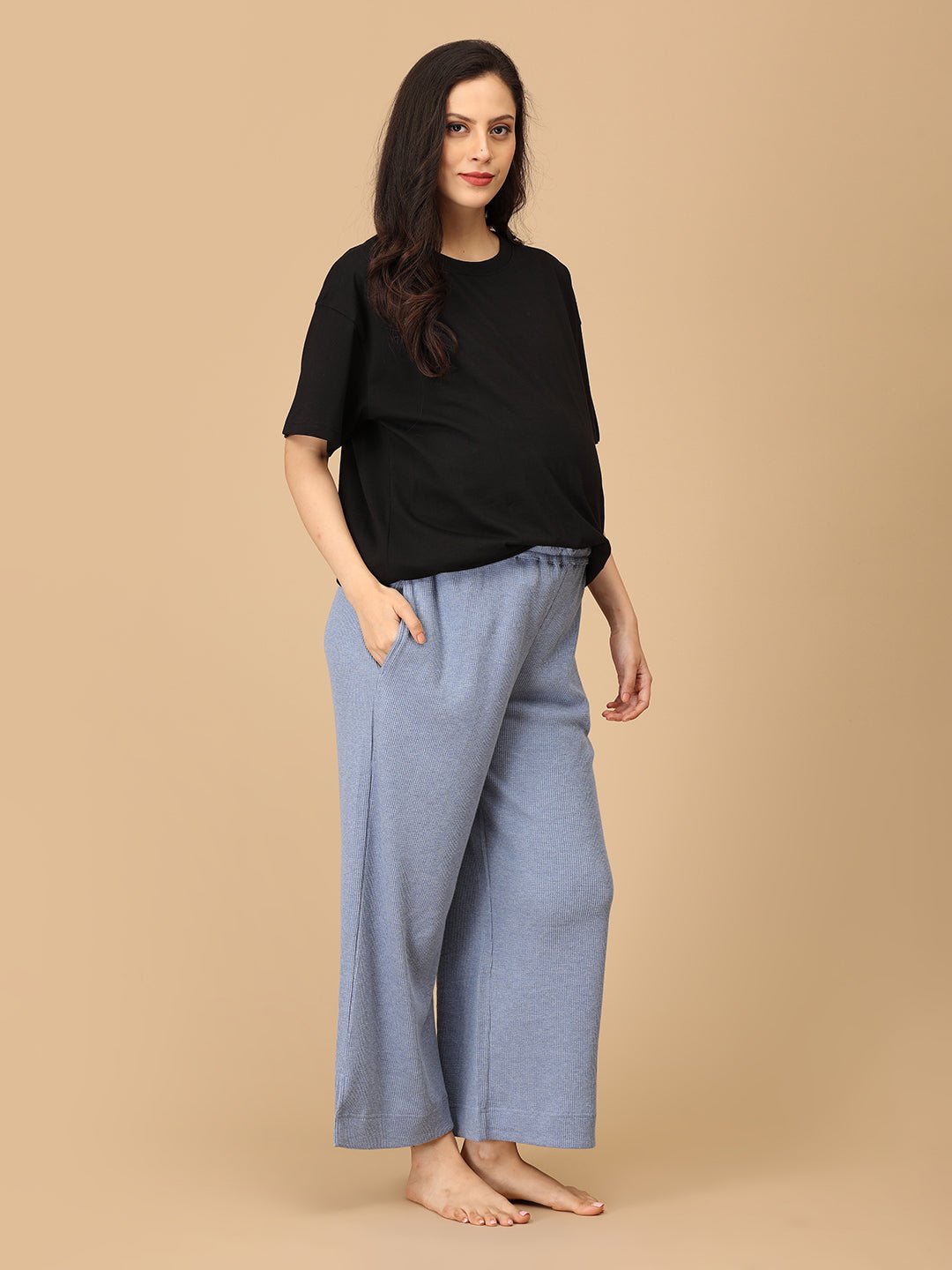  Quiet Hour Waffle Maternity Culottes Pants Blue