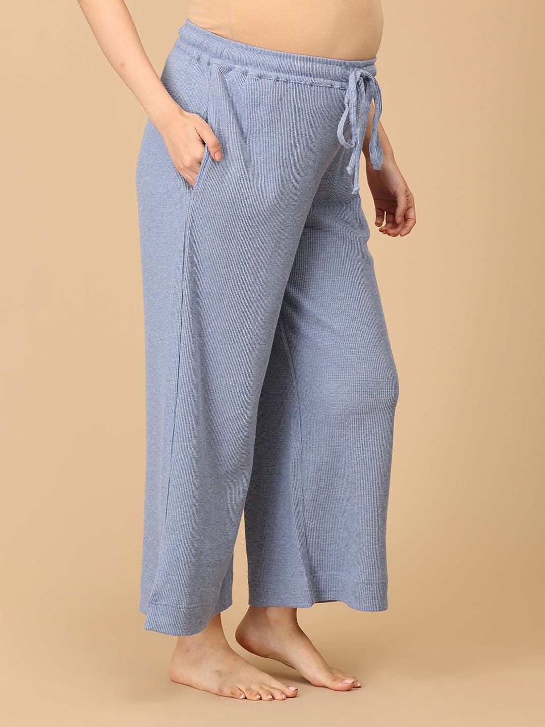  Quiet Hour Waffle Maternity Culottes Pants Blue
