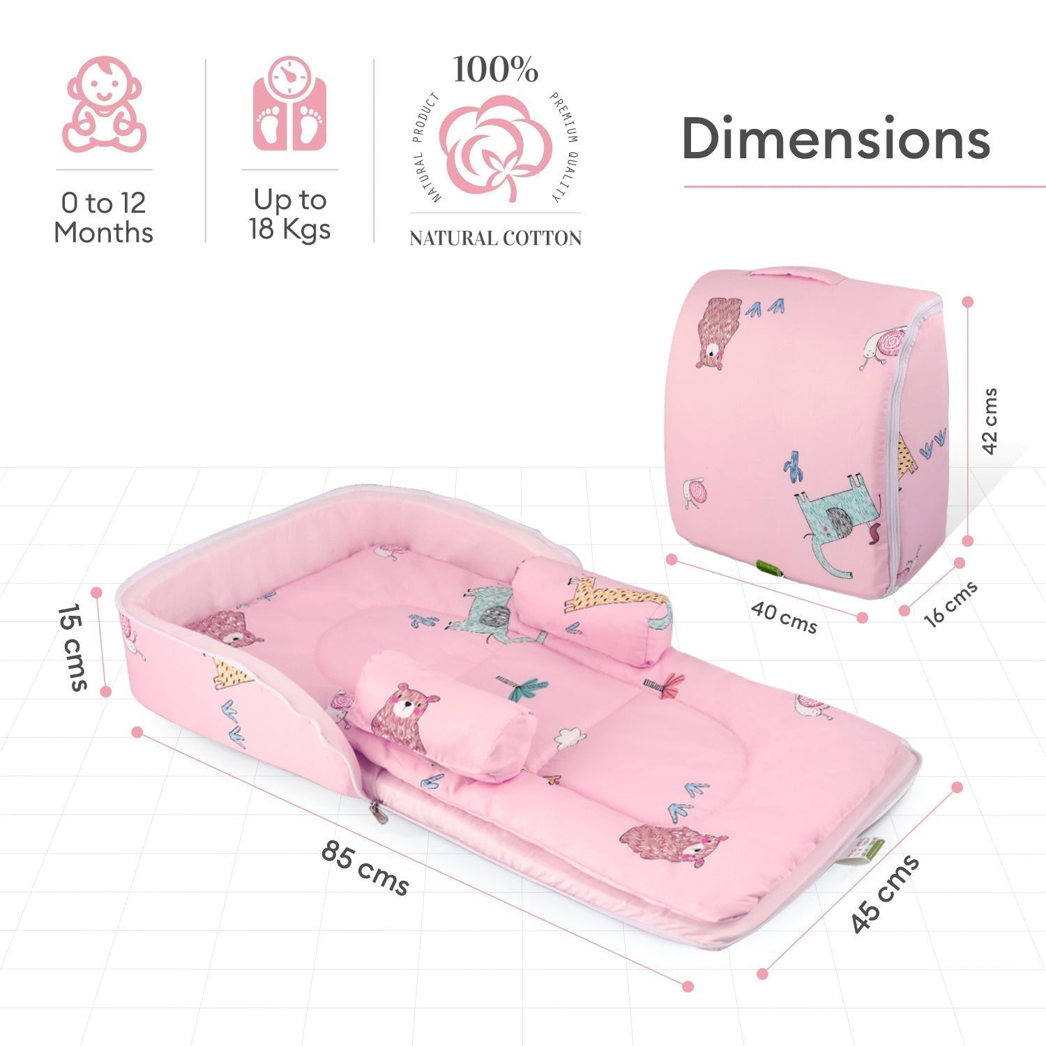 Blush Pink 100% Cotton Portable Baby Nest For Babies