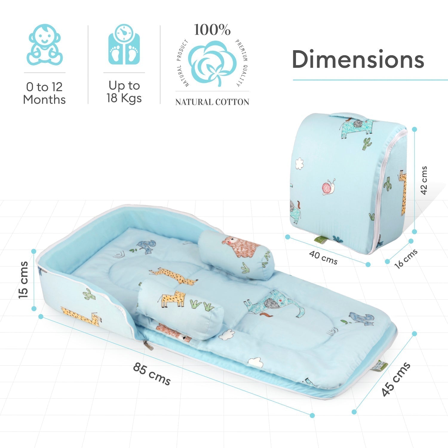 Baby Nest Lite 100% Cotton Portable Bed For Babies