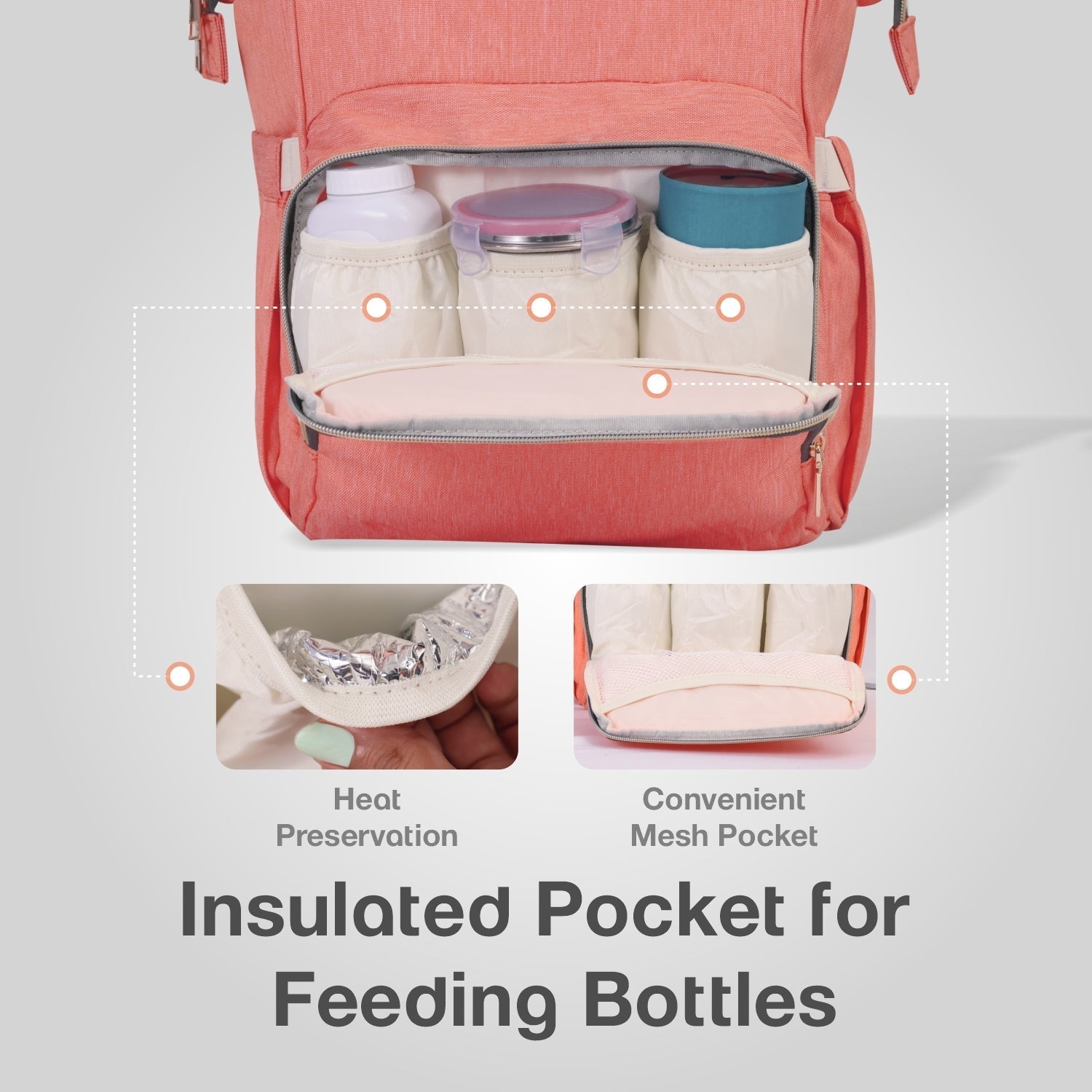 R For Rabbit Caramello Diaper Bag Water Resistant Large Capacity Grey 1.43lb