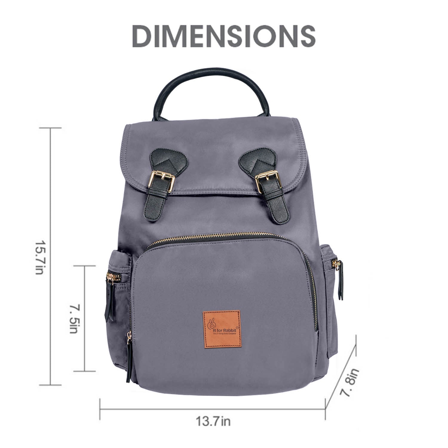 R For Rabbit Caramello Bliss Diaper Bag Grey 13.7x7.8x15.7in 1.32lb