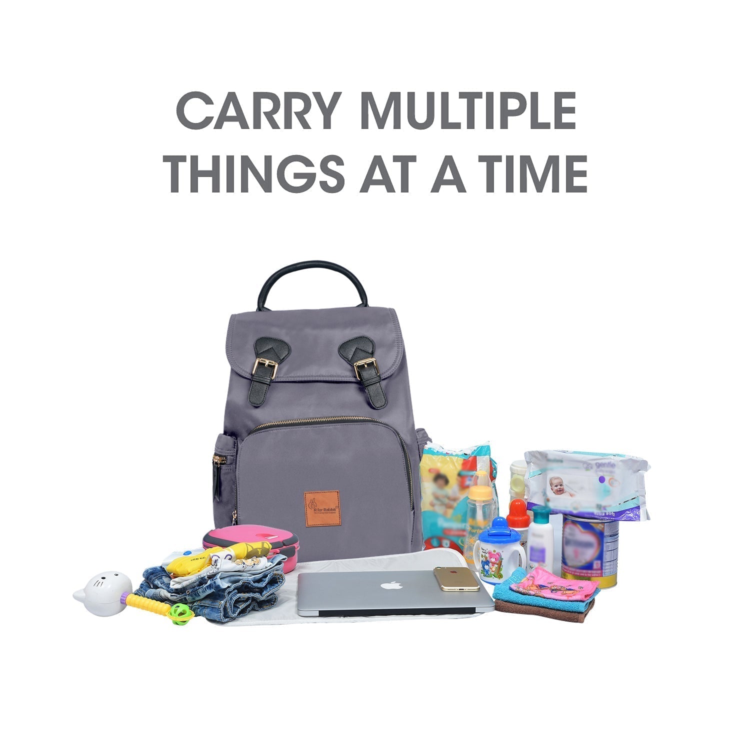 R For Rabbit Caramello Bliss Diaper Bag Grey 13.7x7.8x15.7in 1.32lb