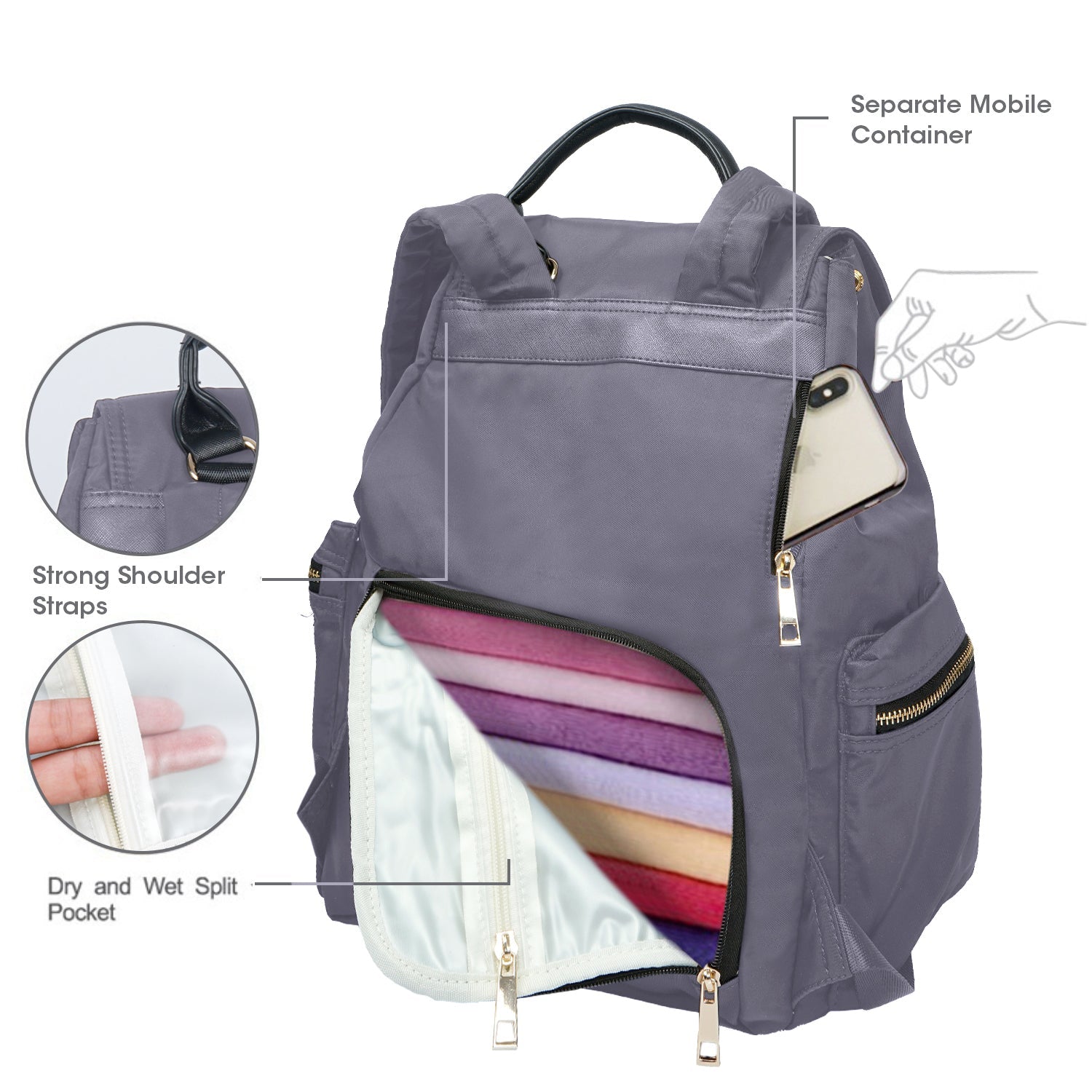 R For Rabbit Caramello Bliss Diaper Bag Grey 13.7x7.8x15.7in 1.32lb