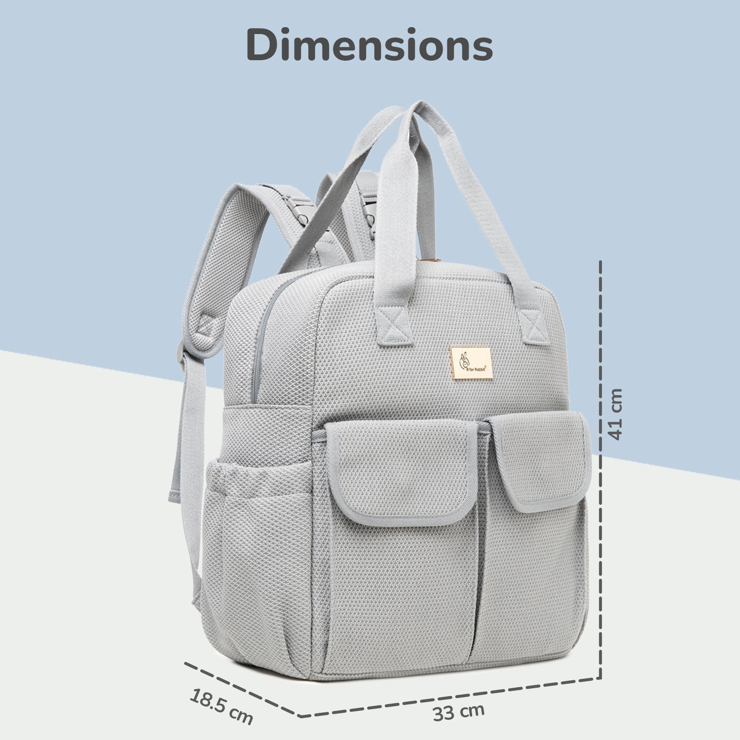 R For Rabbit Caramello Breezy Diaper Bag Flyknit Fabric Multi-Purpose Grey 19.5L
