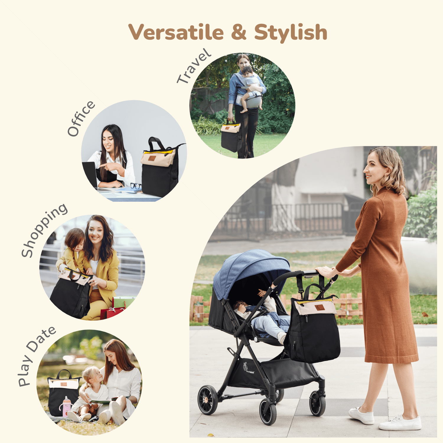 R For Rabbit Caramello Daisy Diaper Bag 21L Stroller Compatible