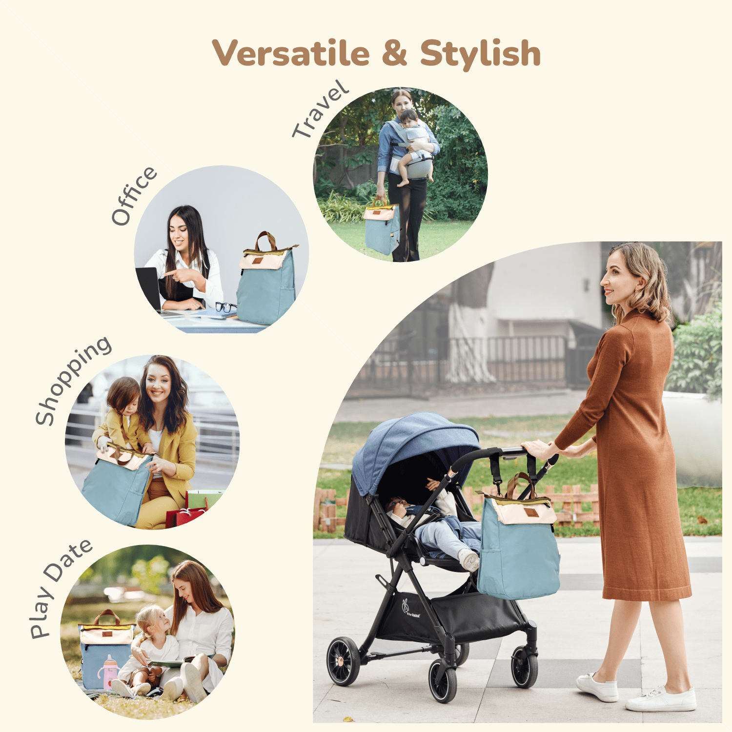 R For Rabbit Caramello Daisy Diaper Bag 21L Stroller Compatible