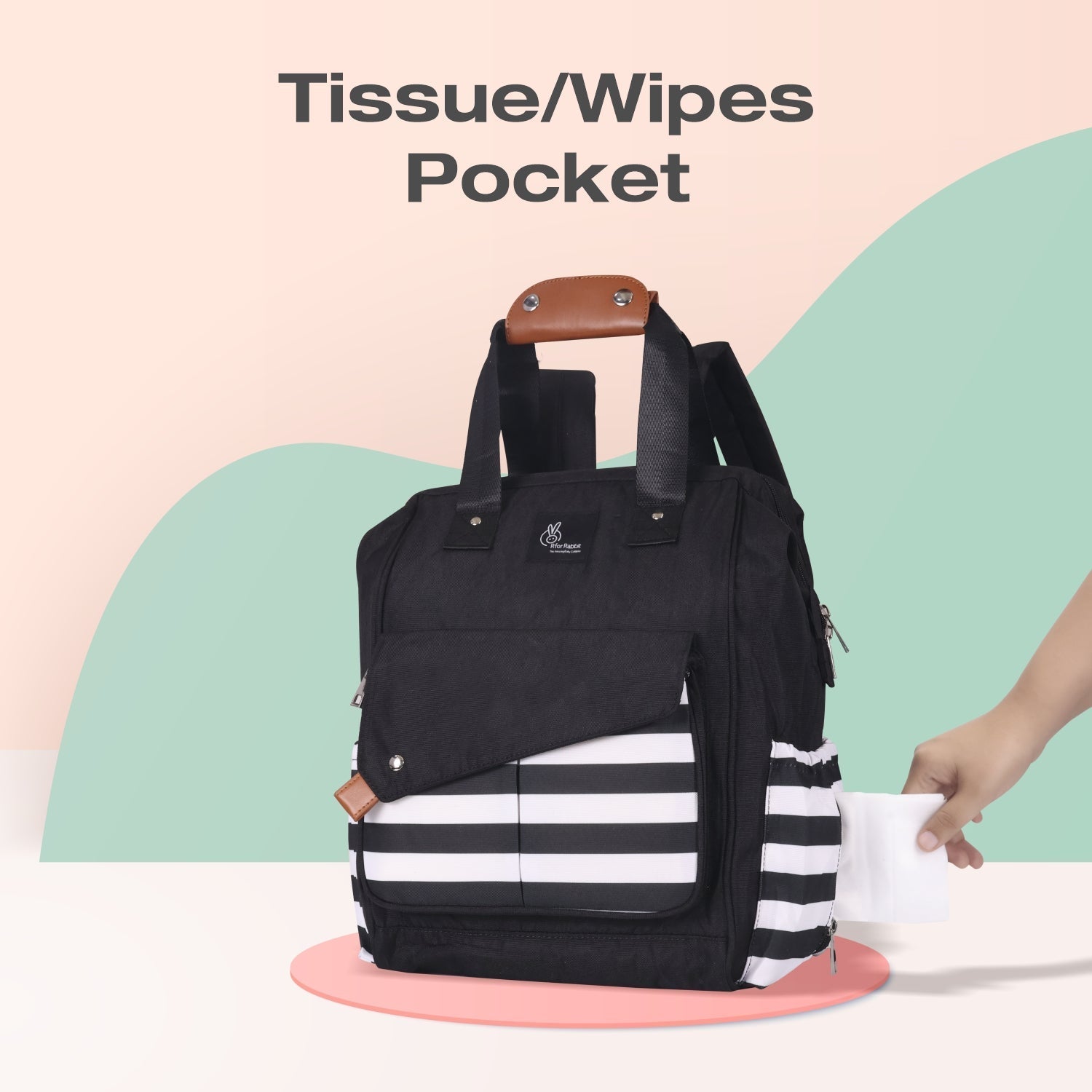 R for Rabbit Caramello Delight Black White Diaper Bag Backpack