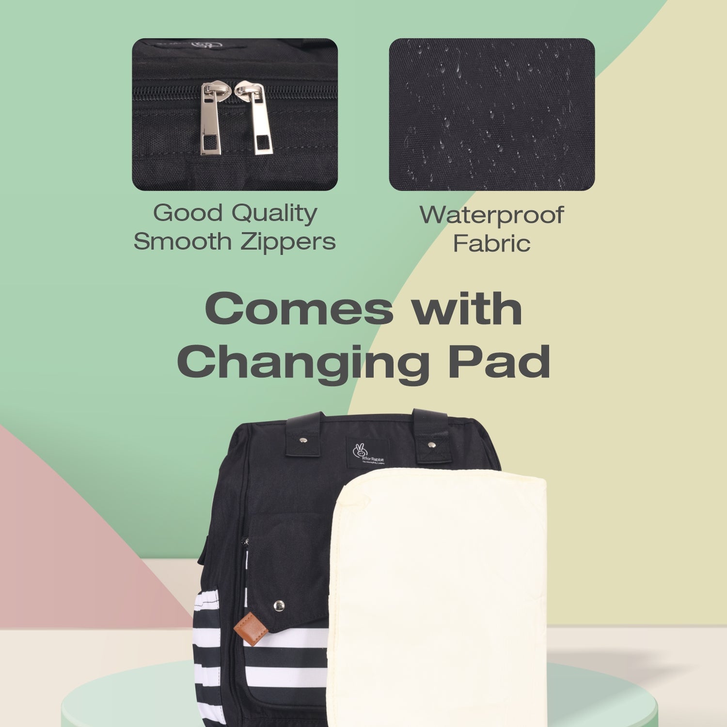 R for Rabbit Caramello Delight Black White Diaper Bag Backpack